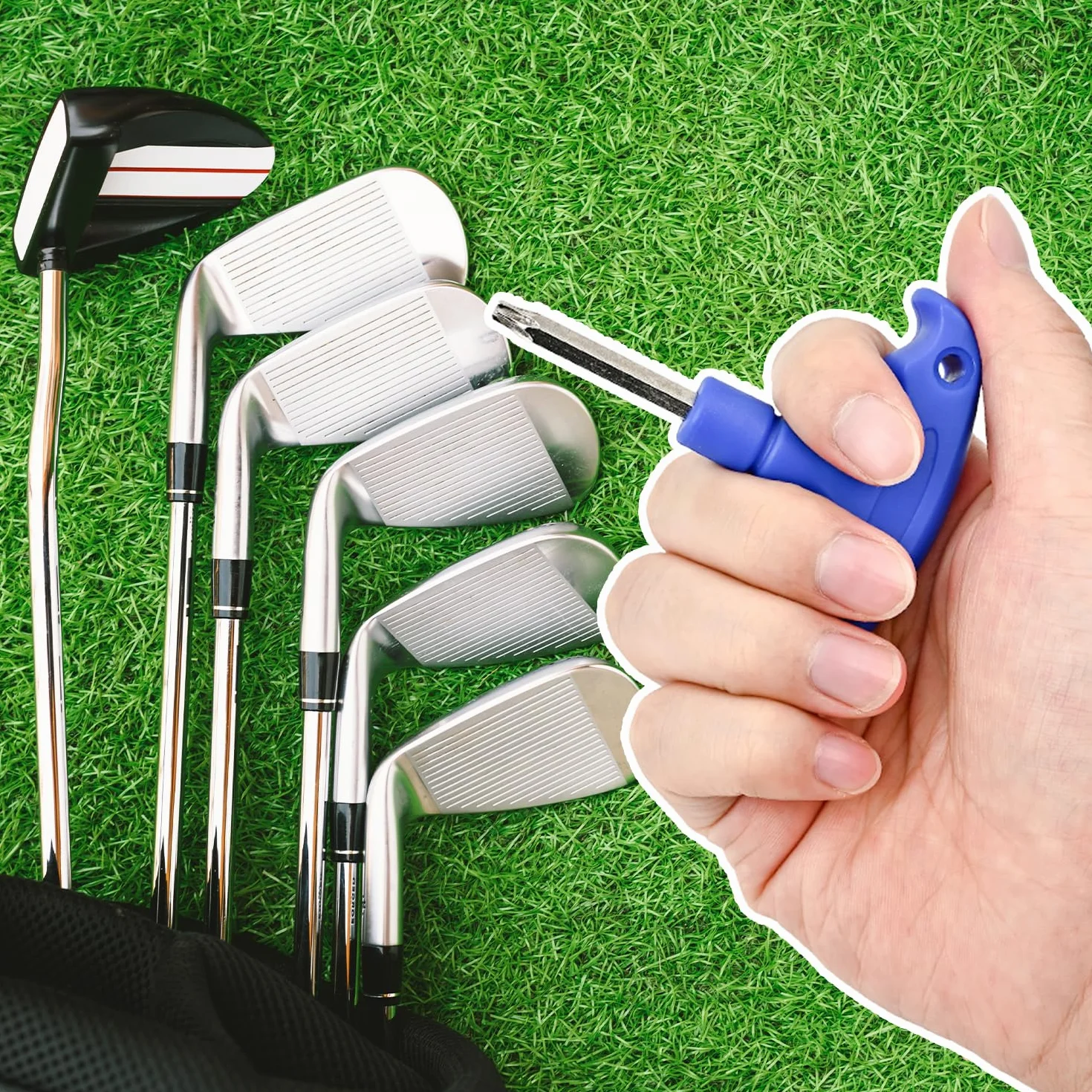 Llave Dinamométrica de Golf Herramienta Ajuste Acero Inoxidable Mango Plástico Llave Púas Accesorio Palos Golf Azul