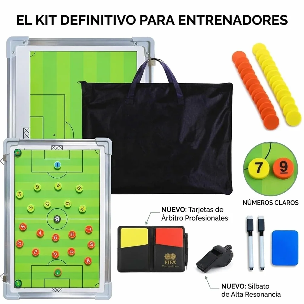 CREADY Pizarra Entrenador de Futbol 44x31cm Carpeta Táctica Magnética con Fichas