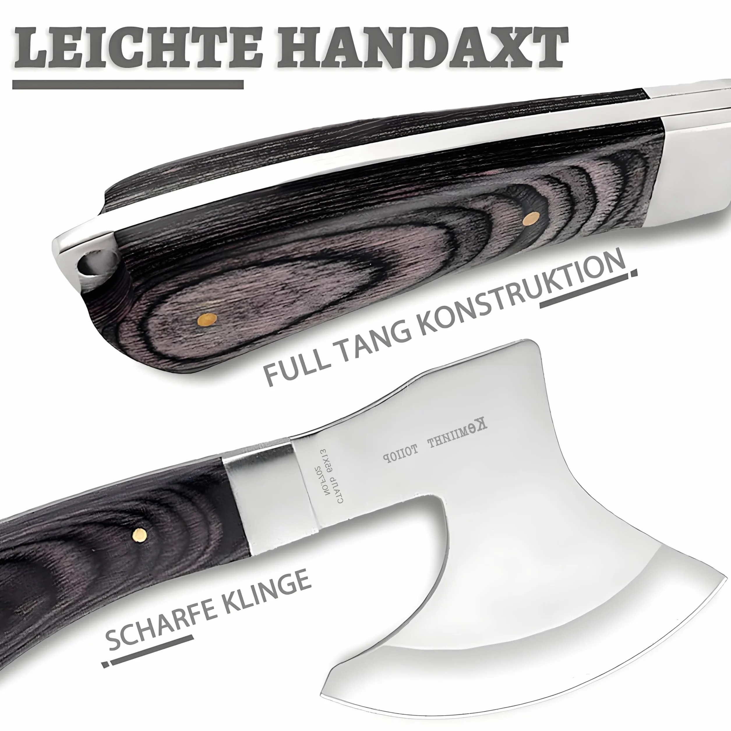 Omesio Hacha Mini Outdoor 19,3 cm Full-Tang Camping Supervivencia Cortar Madera Robusta
