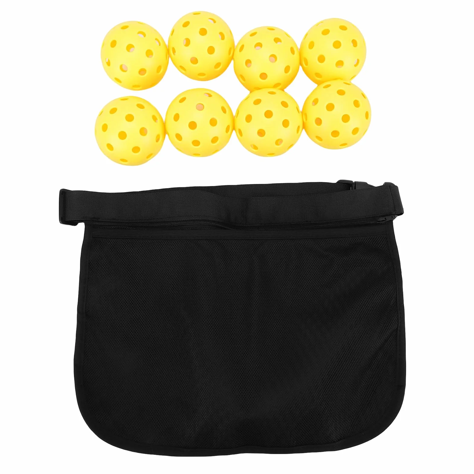 Set de 8 Bolas de Pickleball Exterior Interior 40 Agujeros Alto Rebote con Bolsa Malla