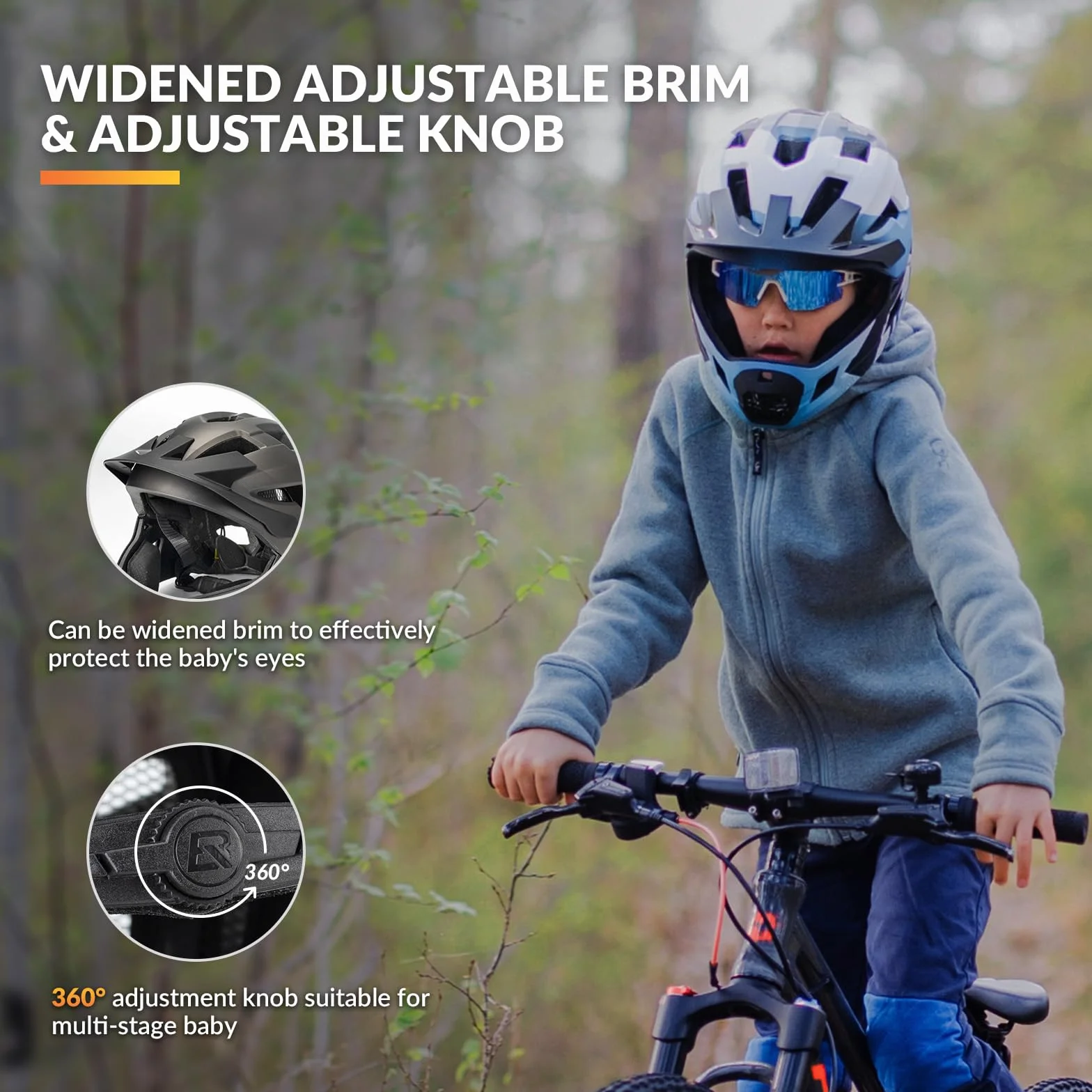 ROCKBROS Casco Integral Niños Mentonera Desmontable Ajustable Protección Cabeza MTB BMX Ciclismo