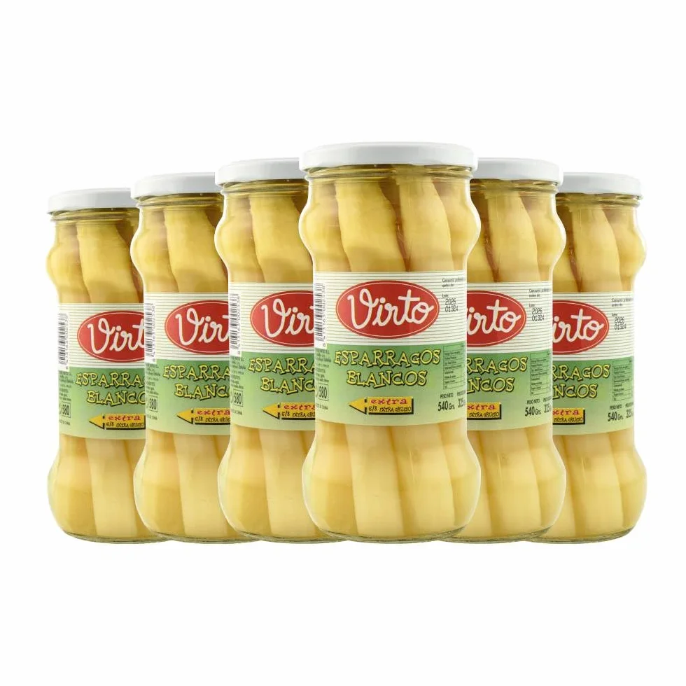 Espárragos blancos Extra Virto 6-8 ud 540 g caja 6 frascos