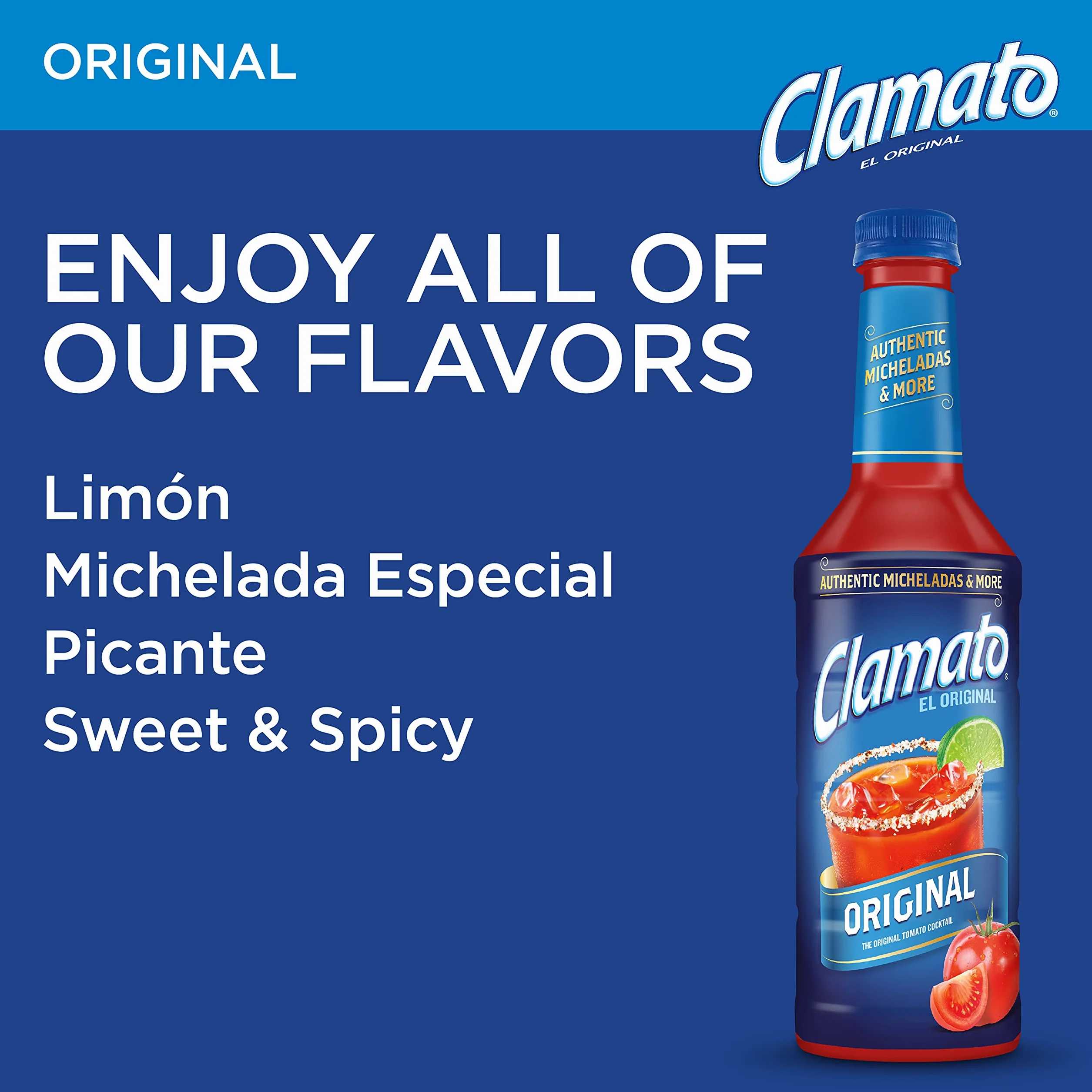 Clamato Jugo de Tomate Mezcla para Cócteles Micheladas Bebida Mexicana Pack de 8 botellas de 1,89 litros