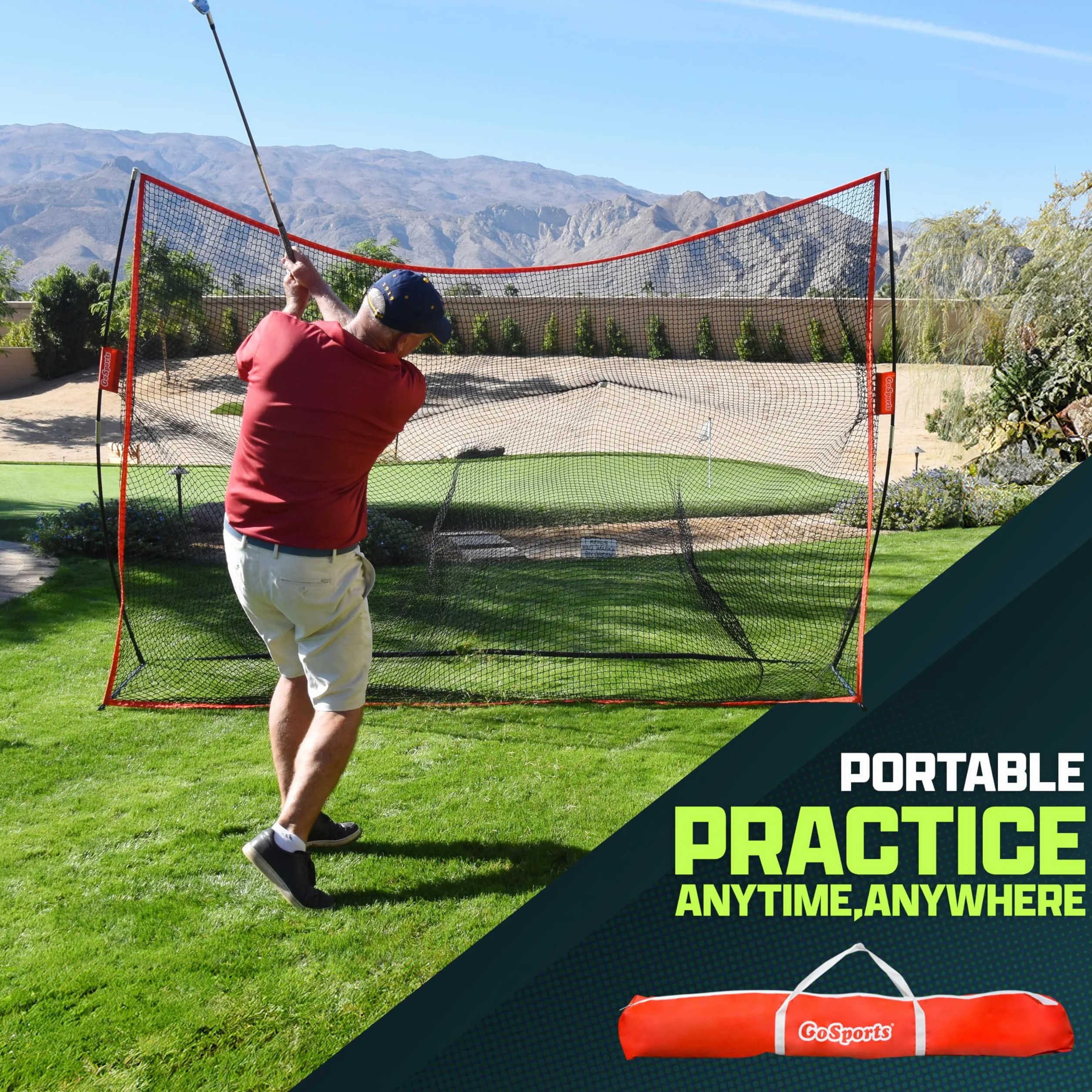 GoSports Red de práctica de Golf 3x2,3 m, Rango de conducción para Interiores o Exteriores