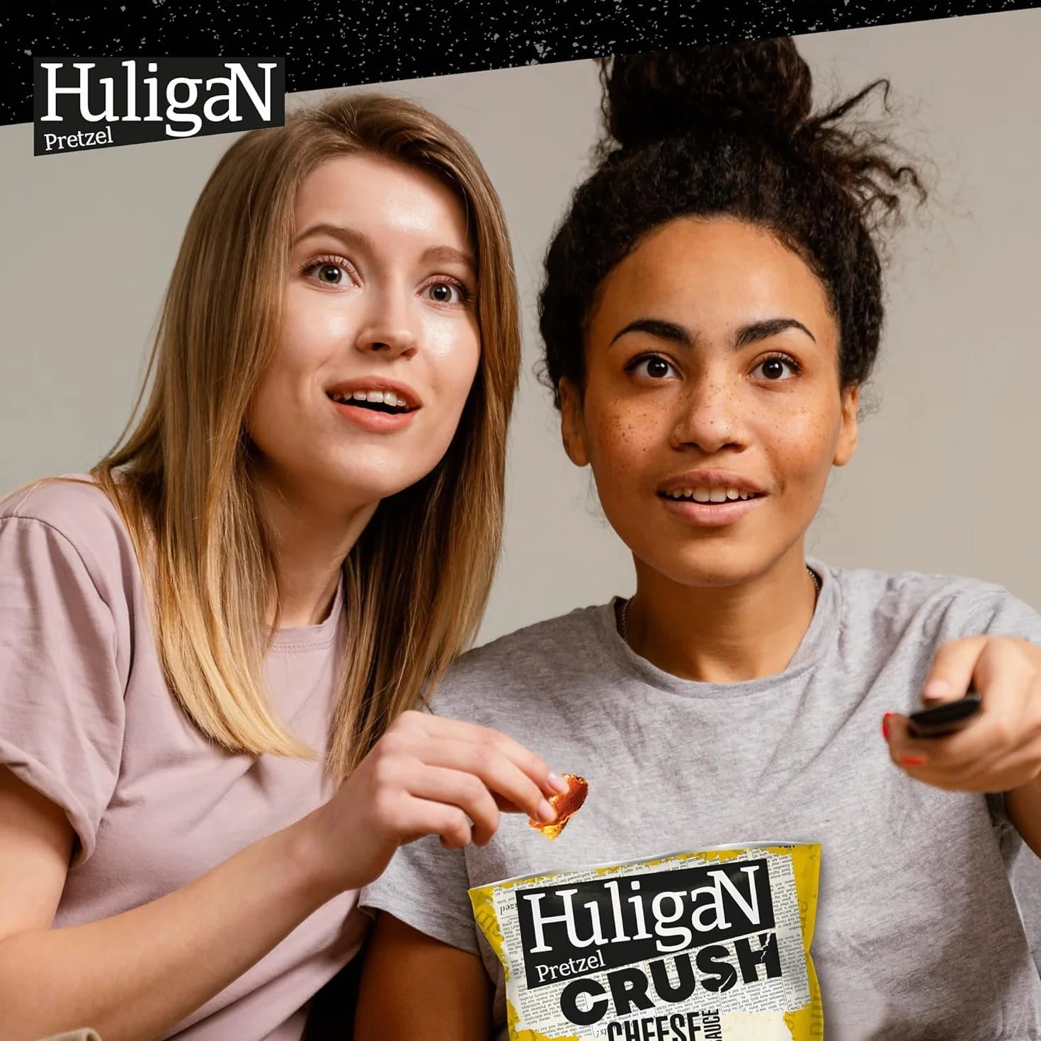 Huligan Pretzels Salsa de queso triturado 18 x 65 g Pretzel horneado finos aperitivos salados vegetariano jalapeños crujientes multipack