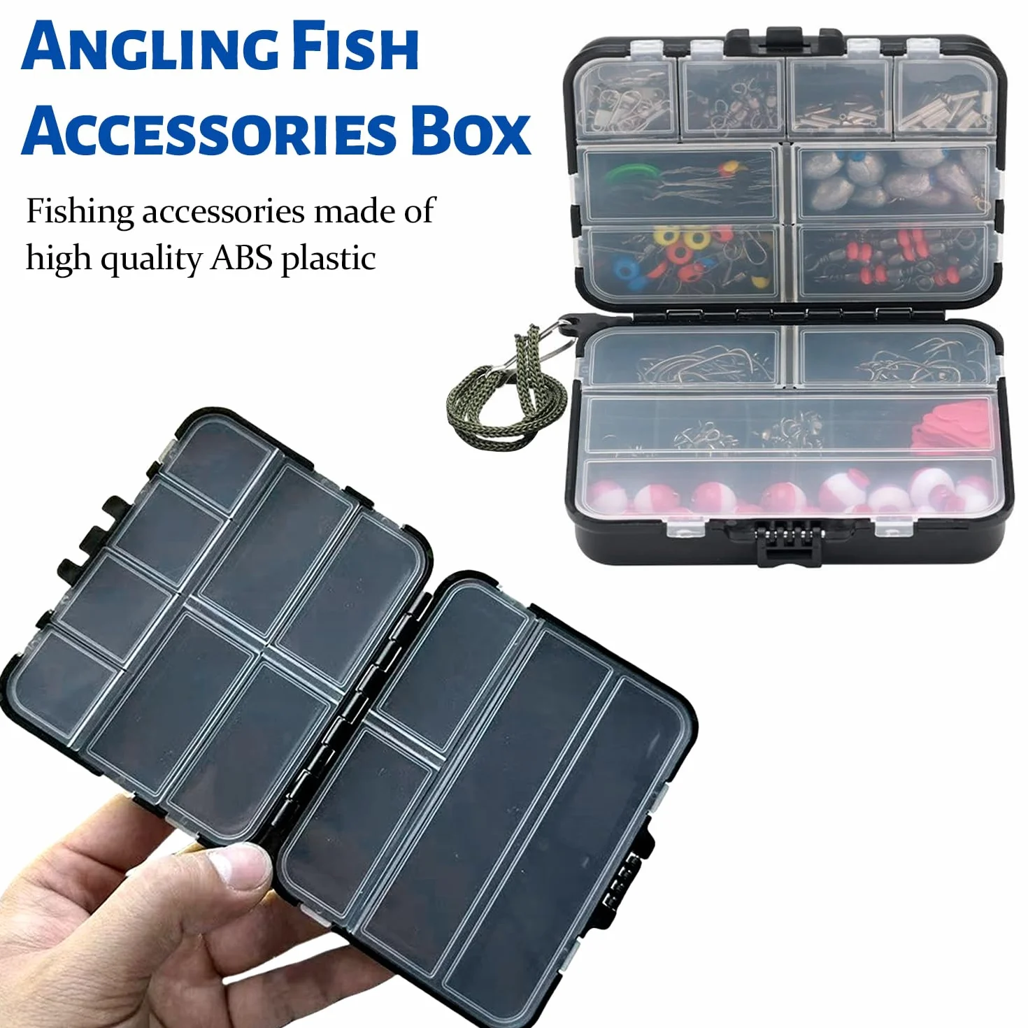Caja de almacenamiento impermeable para accesorios de pesca, doble almacenamiento, flexible, Negro