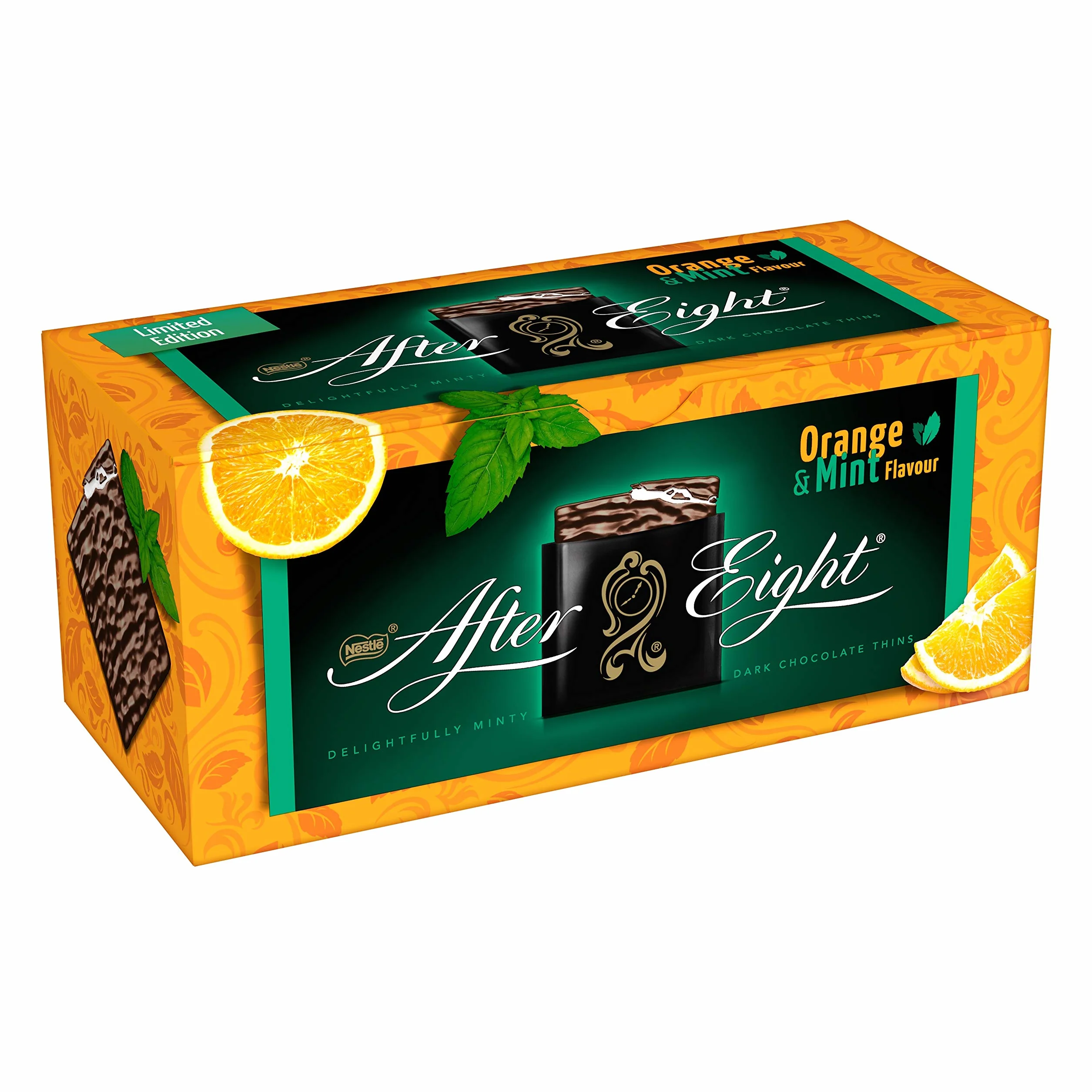 After Eight Láminas de Chocolate Negro con Interior de Menta y Naranja, 200g