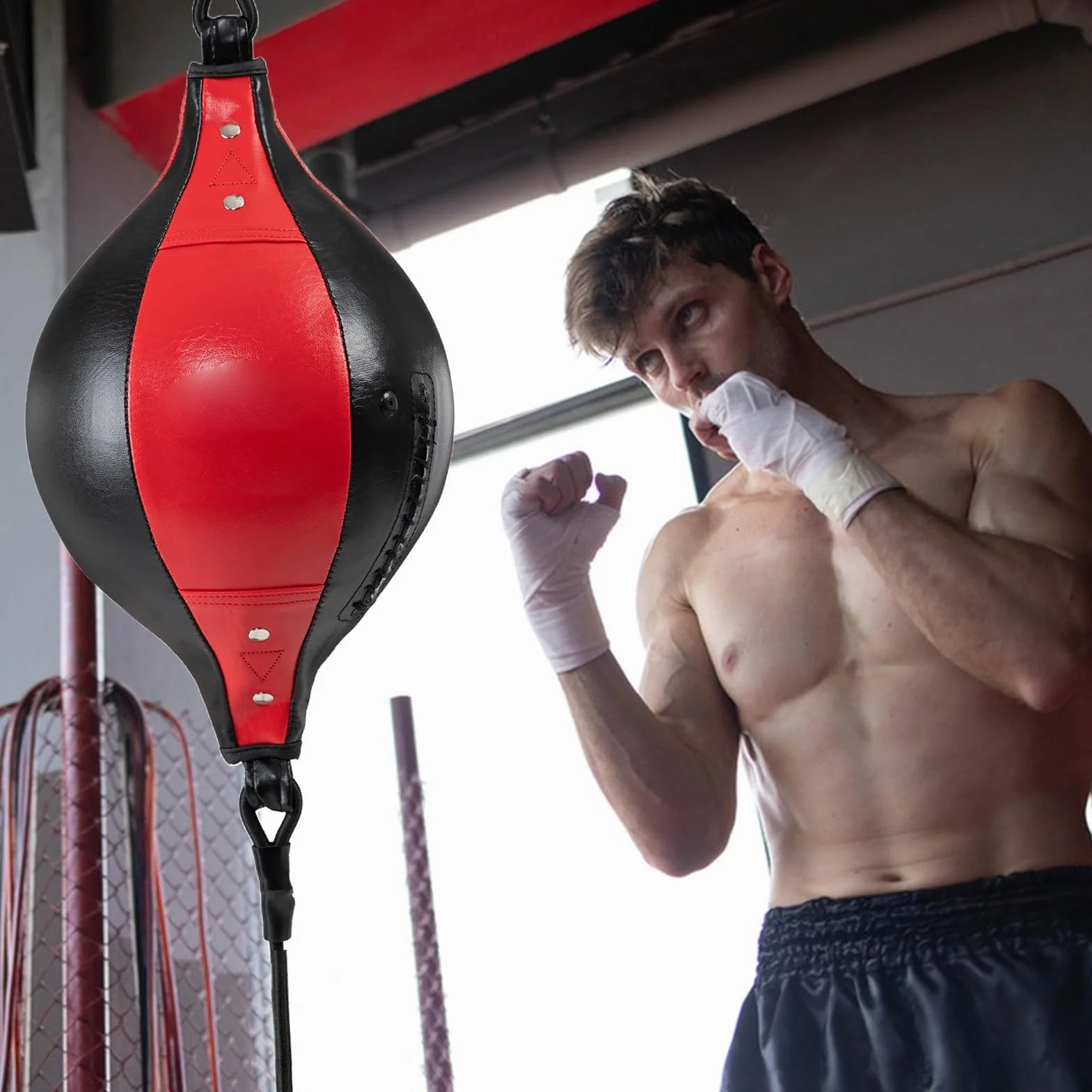 Pelota de doble extremo de piel sintética para fitness y entrenamiento
