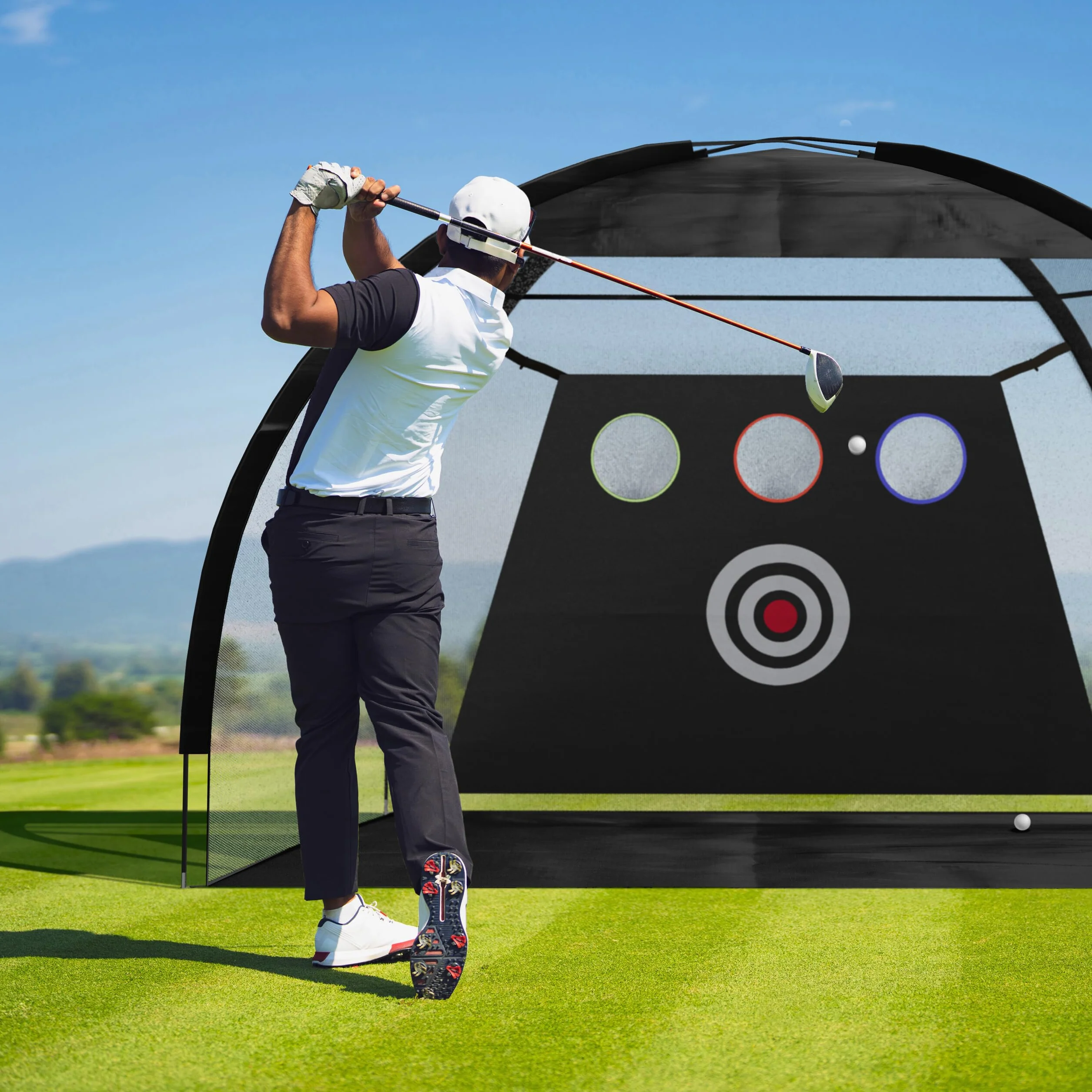 Relaxdays Red Práctica para Golf, 200x300x170 cm, Negro/Blanco