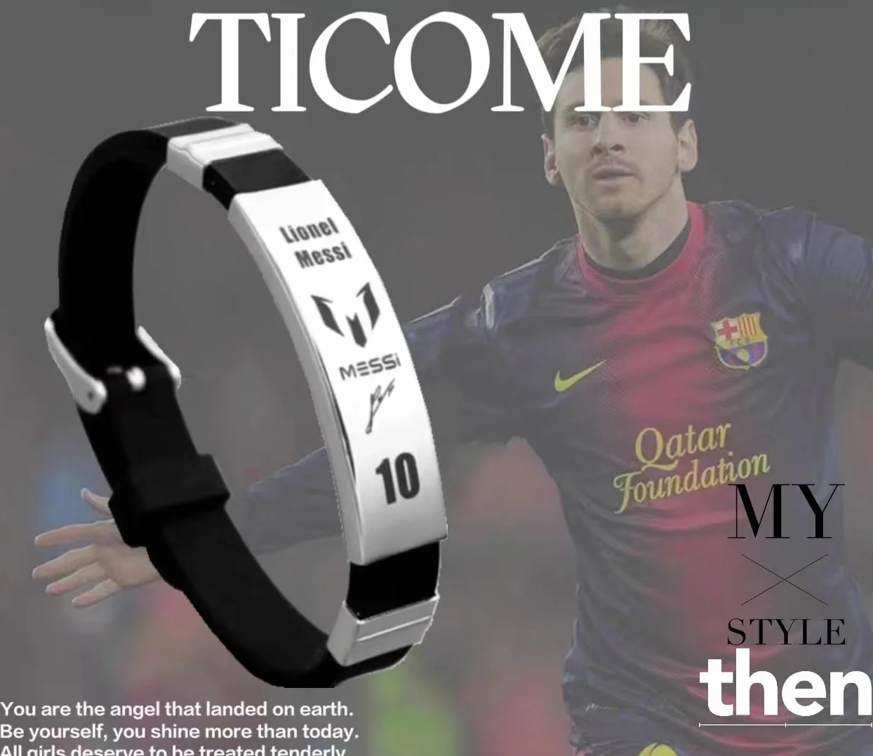 Pulsera personalizada de fútbol Messi10 silicona acero inoxidable regalo fanáticos