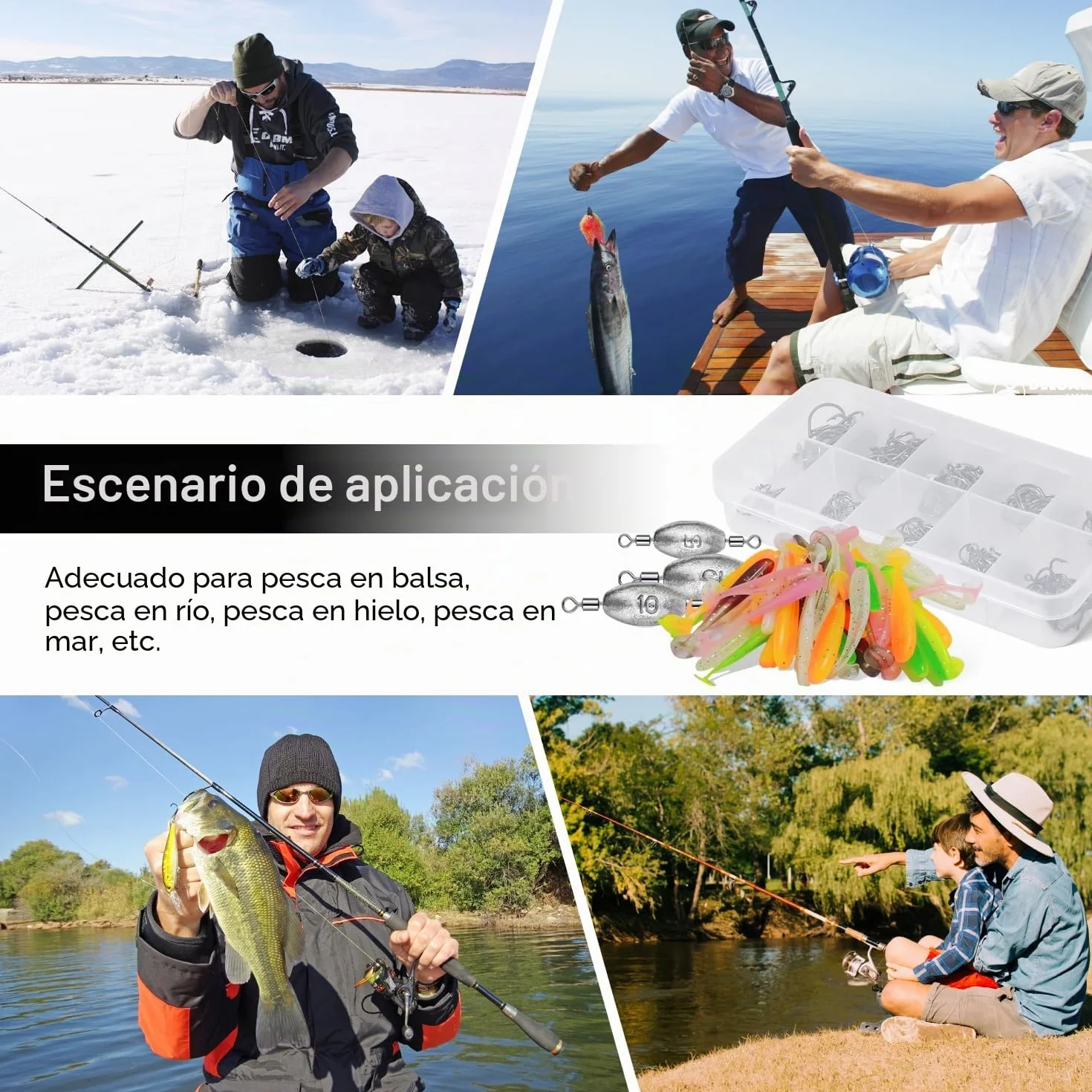 Kit de Plomos Pesca Surfcasting 134 Piezas 5-60g con Giratorio