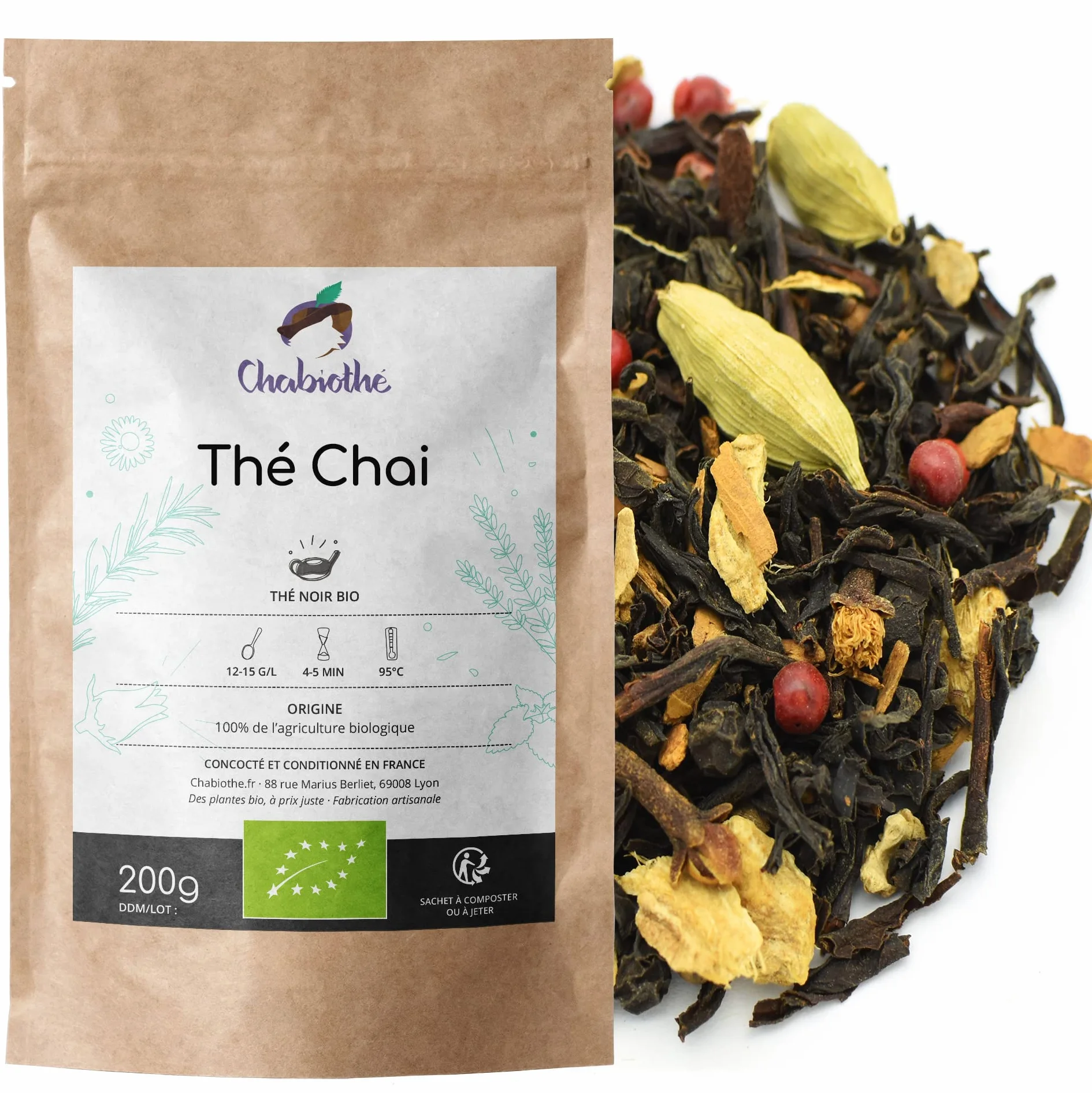 Té Negro Chai BIO 200g - orgánico con especias - bolsa biodegradable