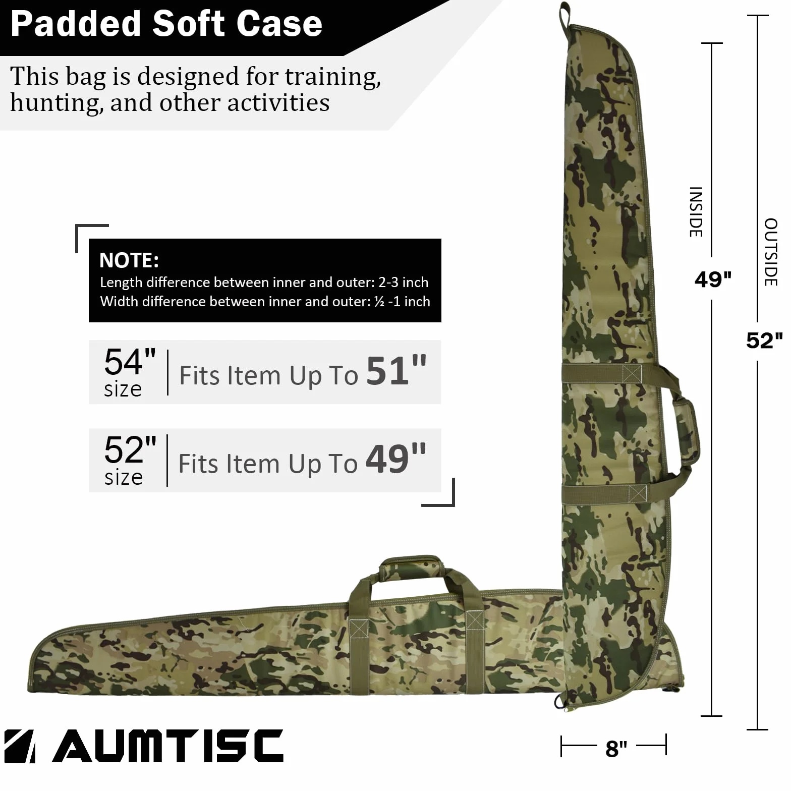 AUMTISC Maleta Rifle Escopeta Estuche Transporte Armas Largas Caza Tiro Espuma Acolchada