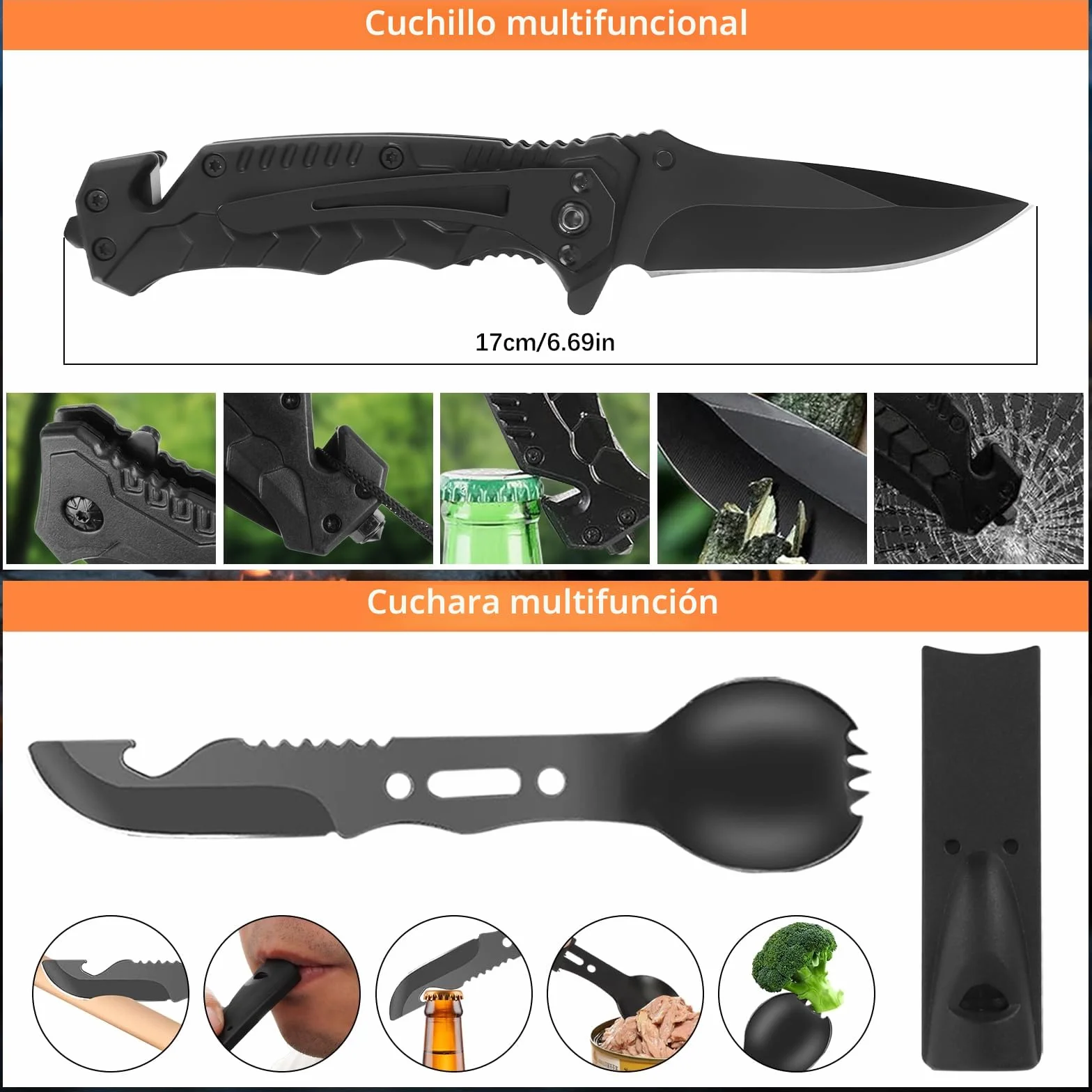 Kit de Supervivencia de Emergencia al Aire Libre, Equipo para Camping y Senderismo