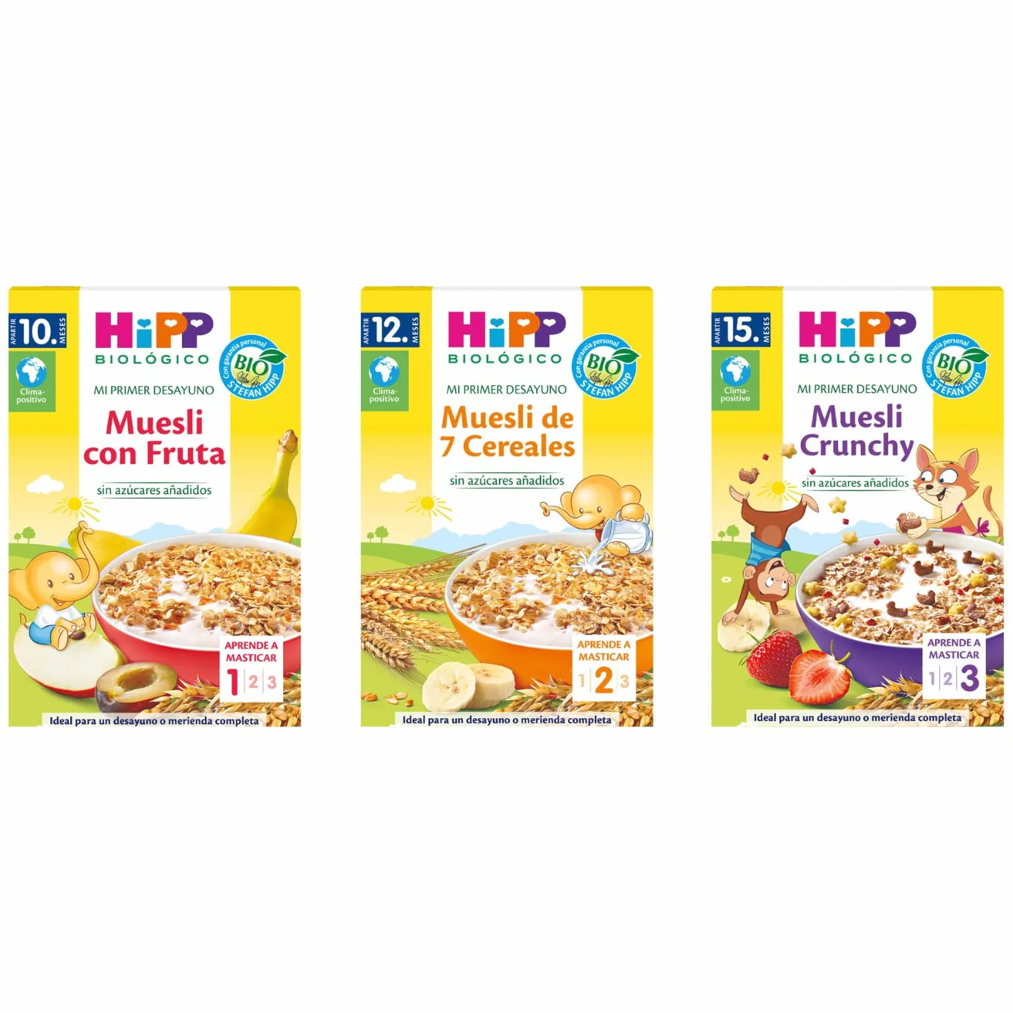 HiPP Biológico – Muesli 7 Cereales BIO para Bebés – Pack de 8 - Cereales Integrales, Sin Azúcares Añadidos y Sin Leche – Desde 12 Meses – Mi Primer Desayuno – 8x200 g