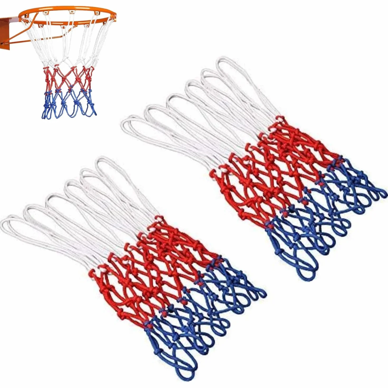 Red de Baloncesto Profesional de Nailon Tricolor 50 cm, 2 Piezas Accesorios Deportes