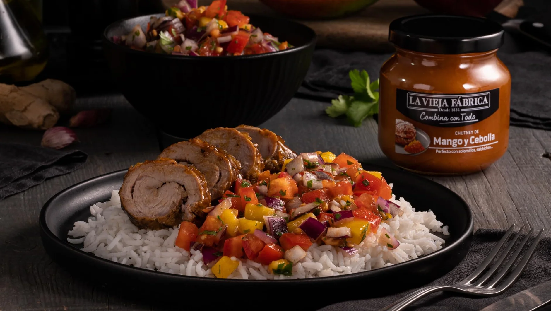 La Vieja Fábrica Surtido salsa COMBINA CON TODO Pack de 3 Pimiento y Jalapeño Mango y Cebolla Tomate y Pimiento