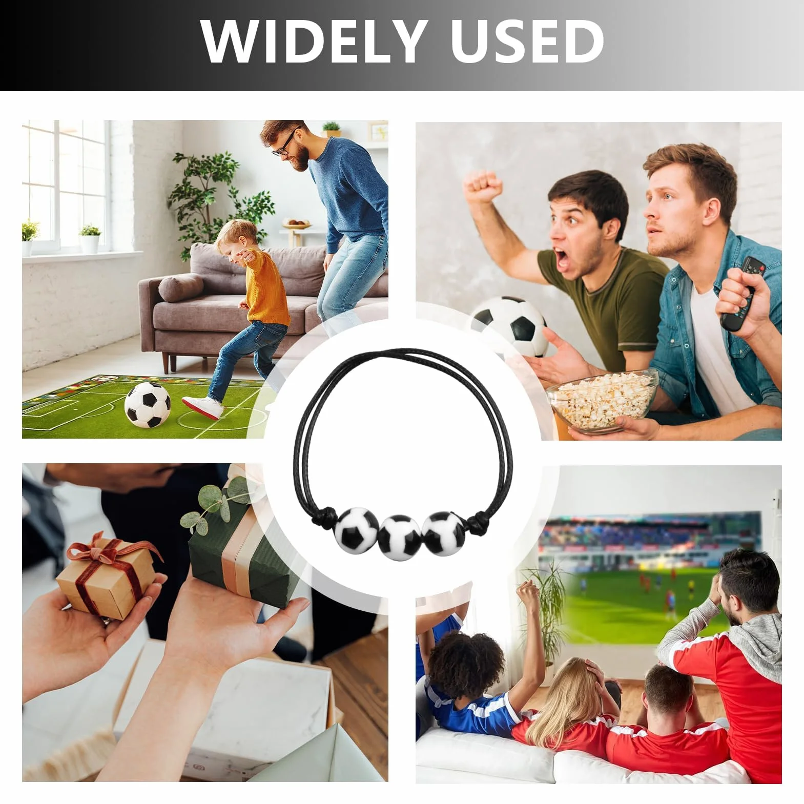 Pulsera de Fútbol Niño Pulseras Pelota, Pulseras Tejidas con Cuentas de Balón, Accesorio para Fiestas y Cumpleaños
