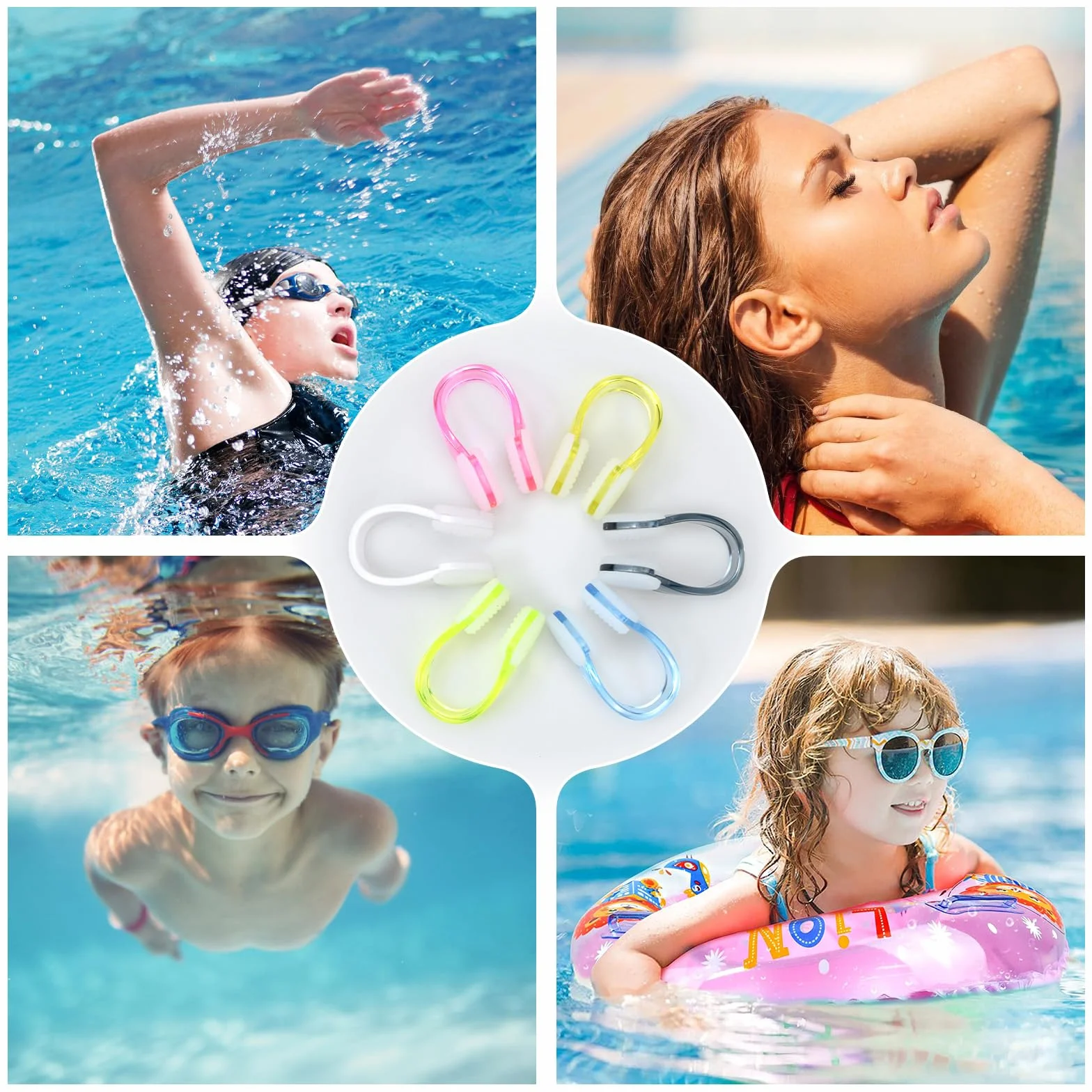 Tapones nasales para natación con caja de almacenamiento, clip para nariz, adultos, niños, entrenamiento deportes