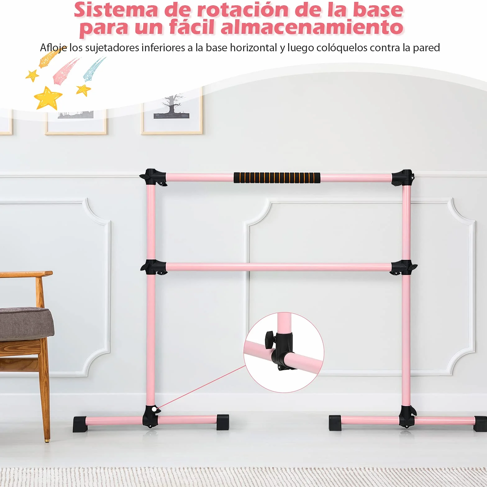 COSTWAY Barra de Ballet Independiente Móvil Altura Regulable 50 kg