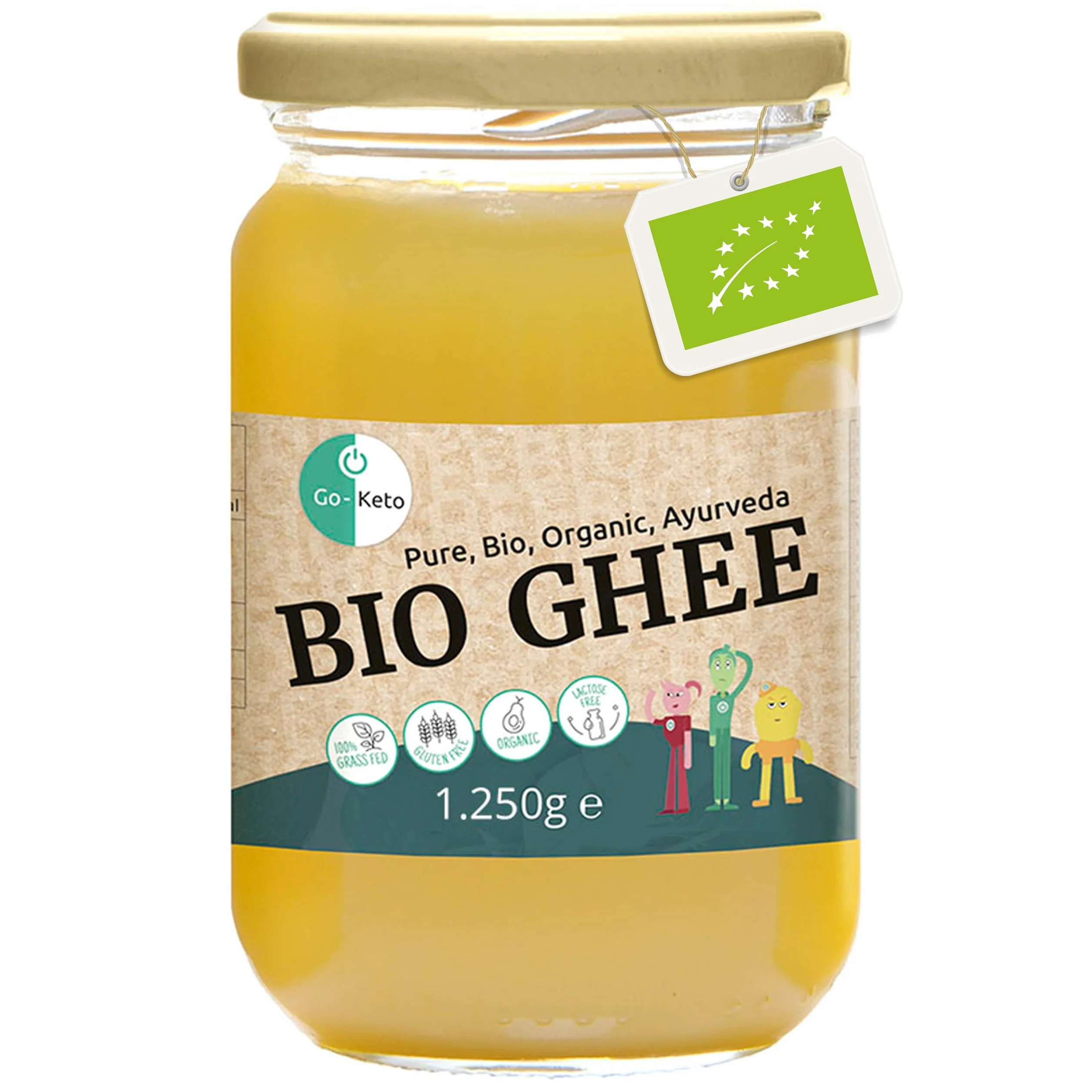 Go-Keto BIO Ghee 1250g Mantequilla clarificada certificada Ayurveda cetogénica Sin lactosa sin gluten Low Carb
