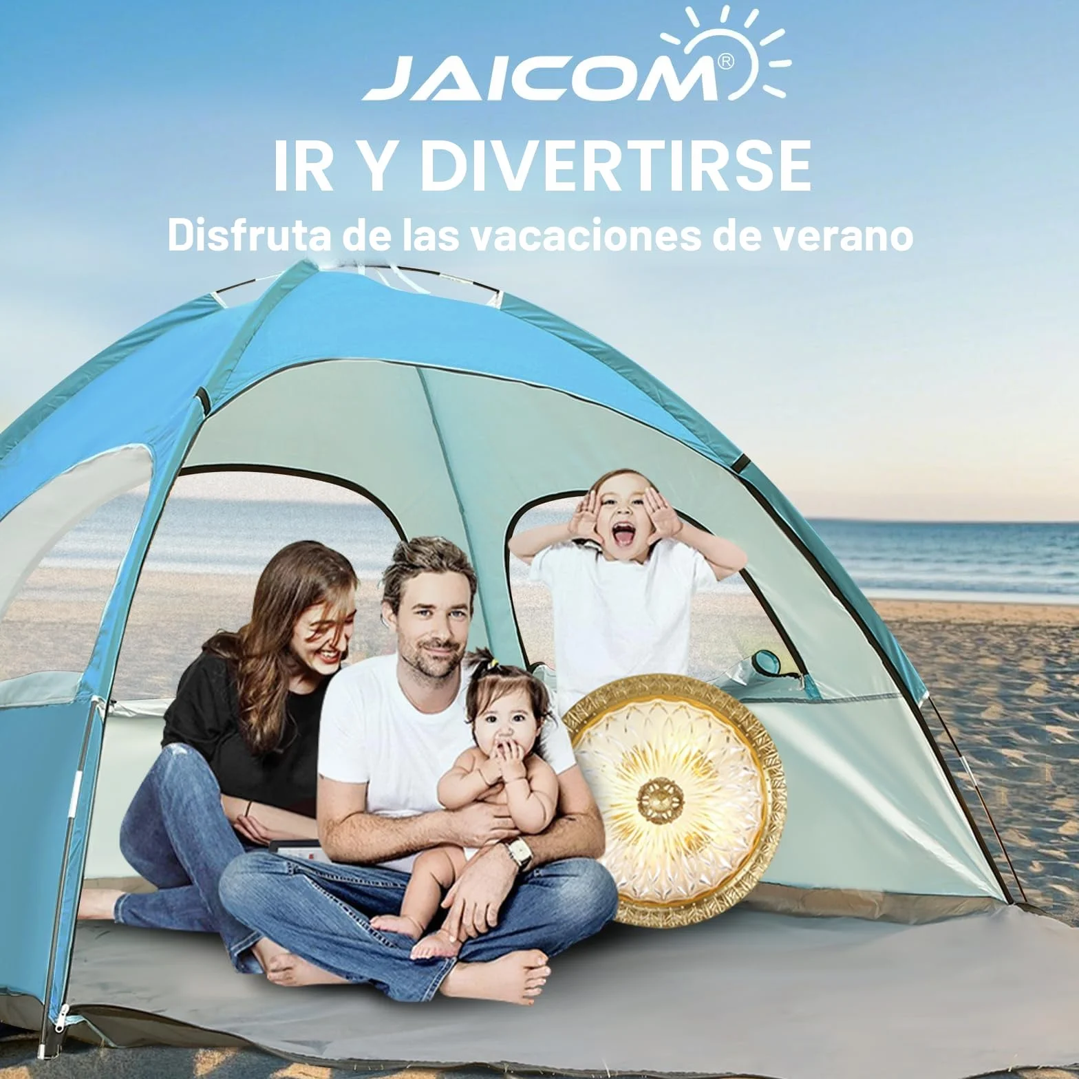 JAICOM Tienda de campaña playa 2-3 personas UPF 50+ UV ligera montaje rápido