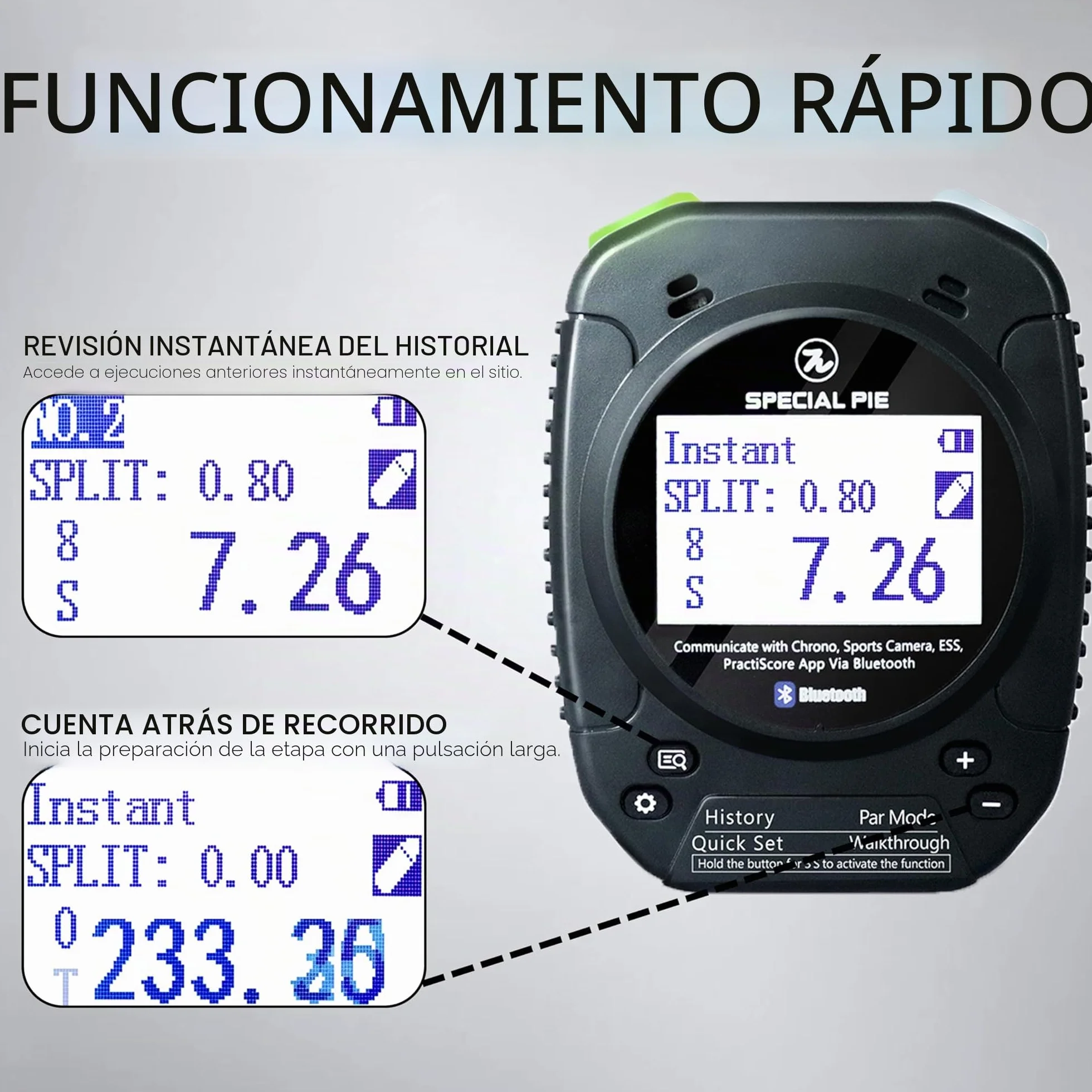 Shot Timer de Tiro – Shooting Timer para Entrenamiento y Competición, Compatible con USPSA, IPSC, IDPA, Steel Challenge, PRS & CAS (Negro)