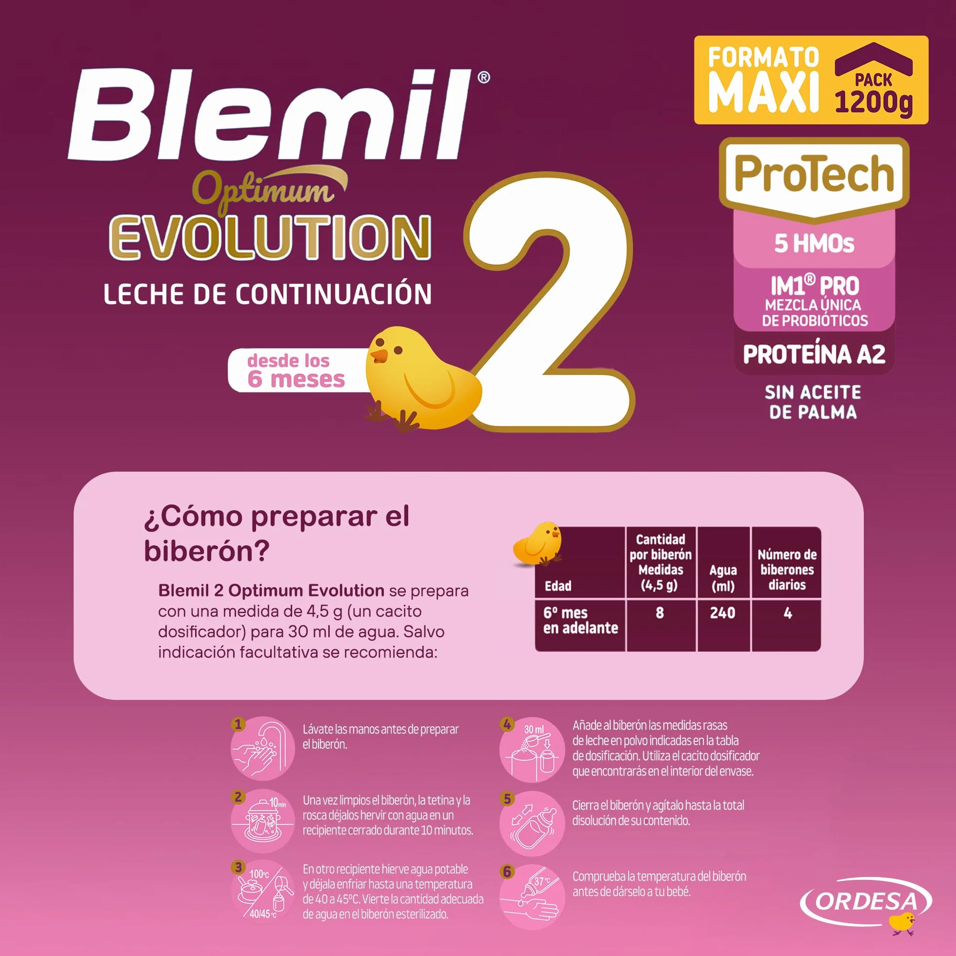 Blemil 2 Optimum Evolution 1200g Leche de Continuación en Polvo para Bebé Desde 6 Meses