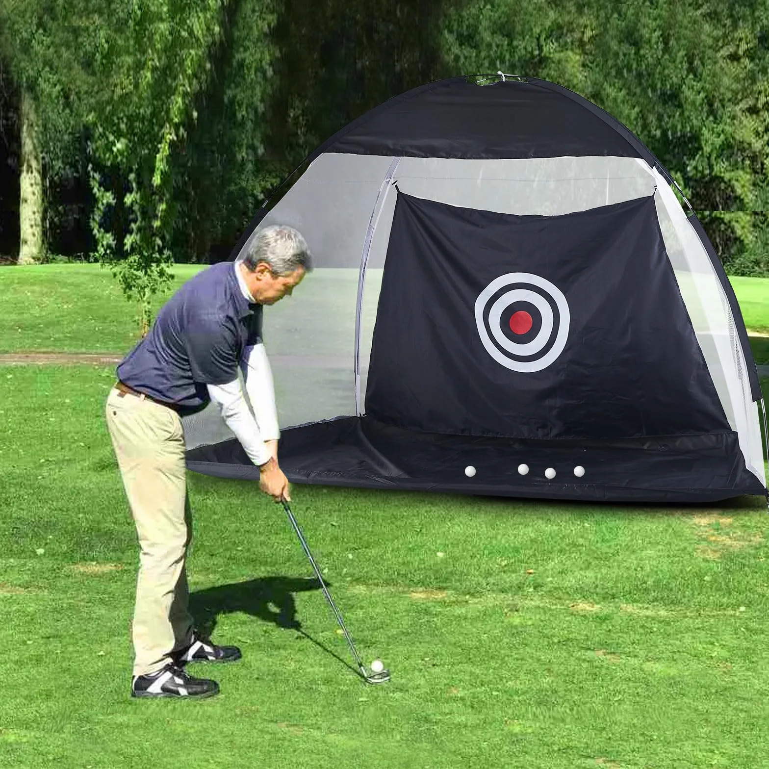CLIPOP Red de práctica de golf con objetivos de entrenamiento de swing y bolsa de transporte para niños y adultos