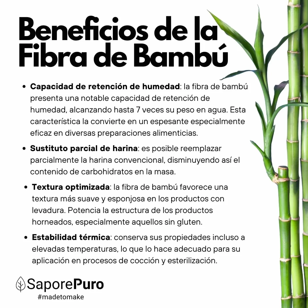 SaporePuro Fibra de Bambú de calidad alimentaria - 800 gr - harina baja en carbohidratos