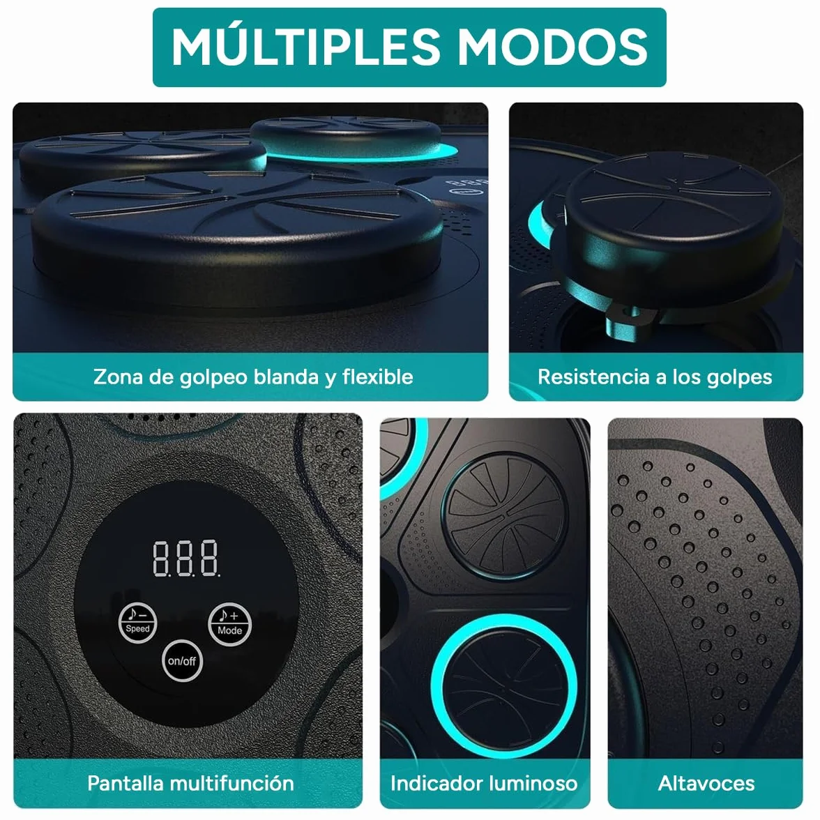 Máquina de Boxeo Musical de Pared 9 Velocidades Bluetooth con Recuento de Golpes y Guantes