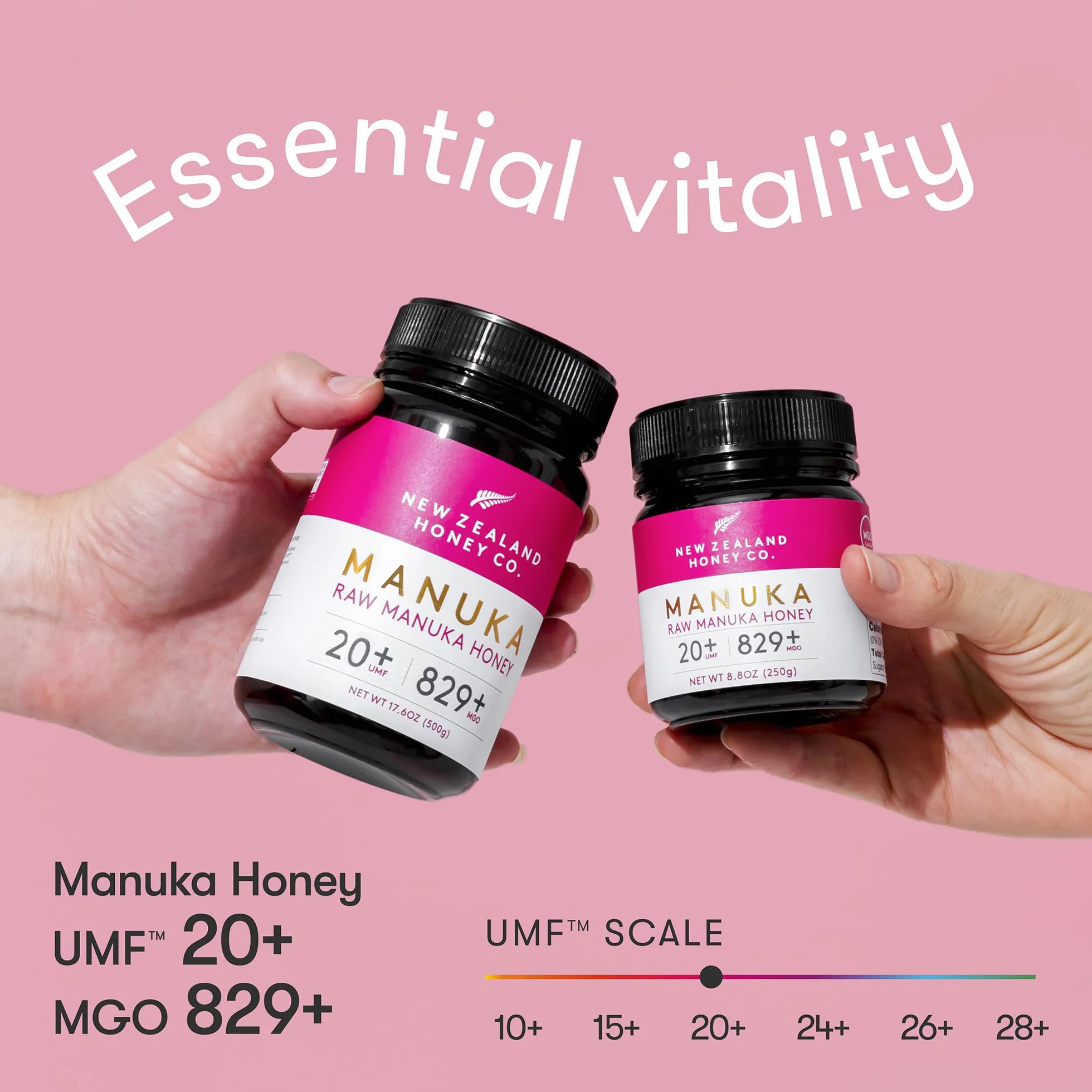 New Zealand Honey Co. Miel de Manuka MGO 829+ / UMF 20+ - 250g Tarro Cotidiano - Origen Nueva Zelanda con Enzimas y Pólenes Naturales - Miel Monofloral Certificada UMF