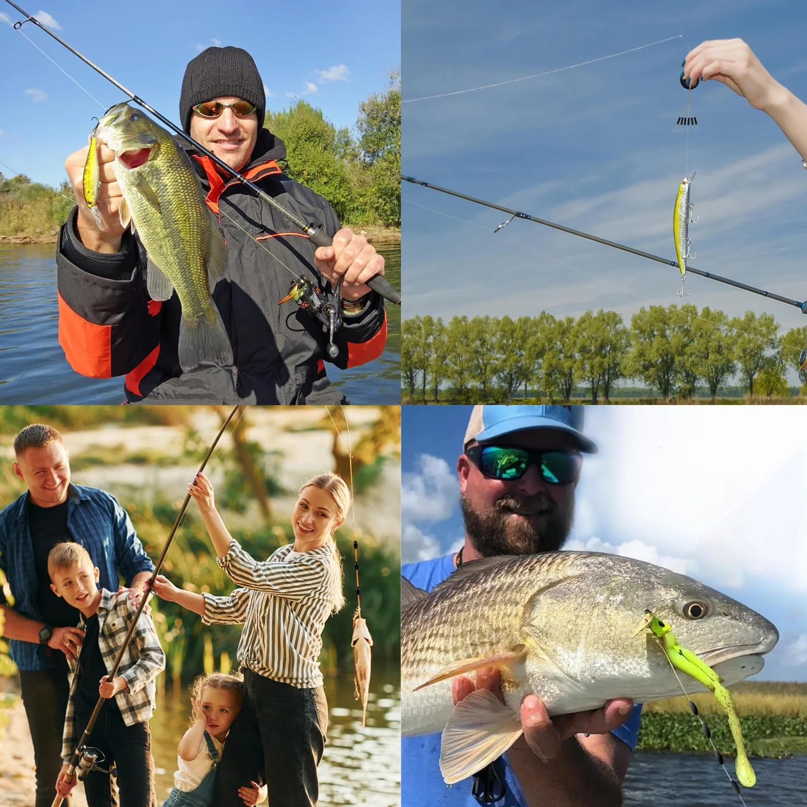 Tapón Flotador de Pesca de Goma 6 en 1, Negro