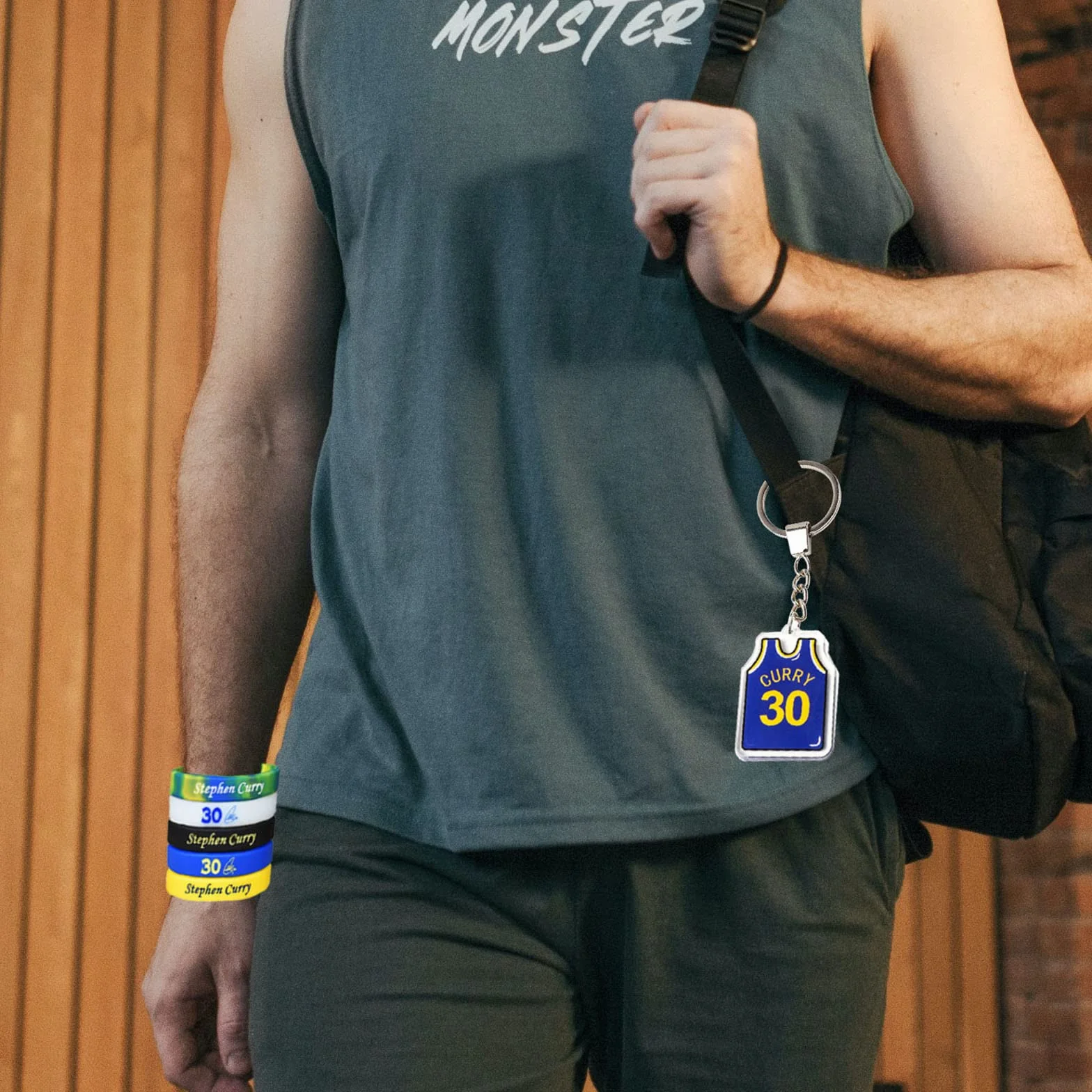 Pulseras de silicona de baloncesto, juego de regalo con llavero y collar para hombre