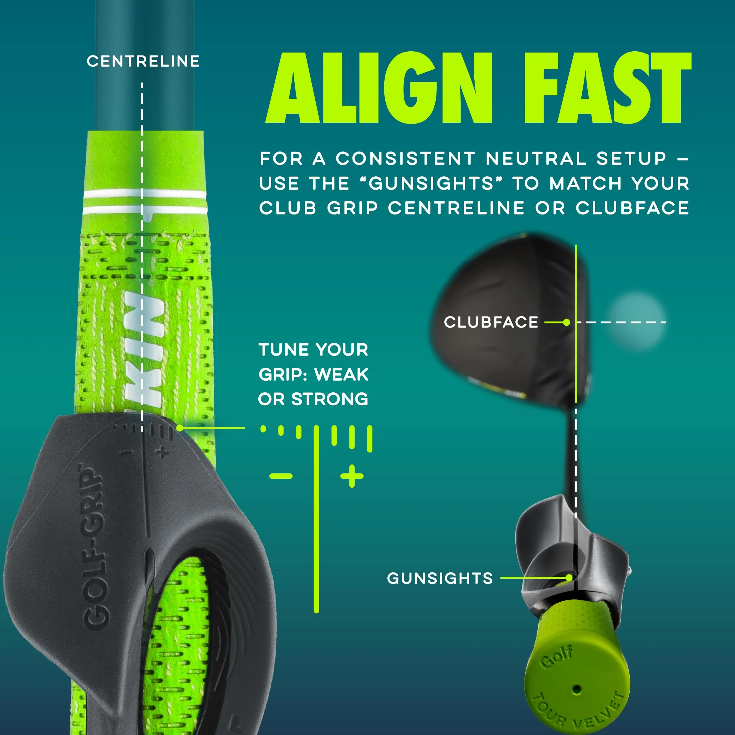 GOLF-GRIP Golf Grip Trainer for Left & Right-Handed Golfers – Snap-On Rubber Training Aid for Proper Hand Position & Swing Technique