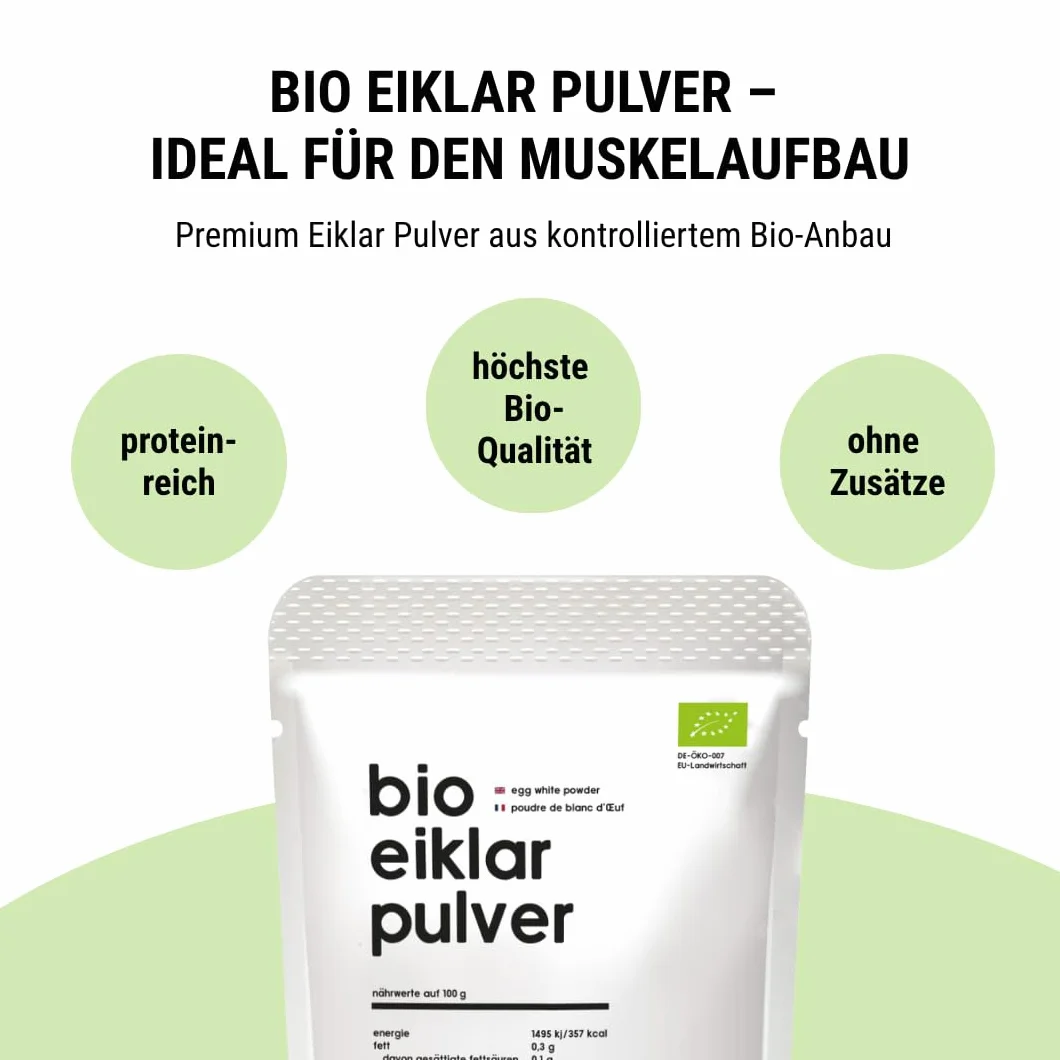 Polvo de clara de huevo orgánico GreenOrganic, 450 g, pasteurizado, secado por pulverización