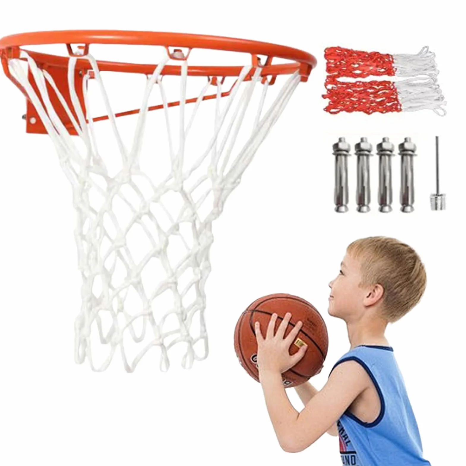 Canasta de baloncesto montada en la pared - Cesta móvil exterior, marco estable, diseño antivuelco