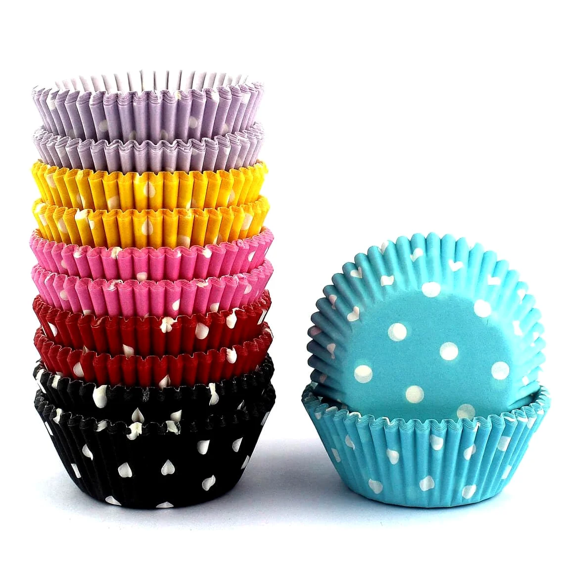 Rainbow Mini Polka Dots Cupcake Liners 300 unidades, sin olor, grado alimenticio y a prueba de grasa