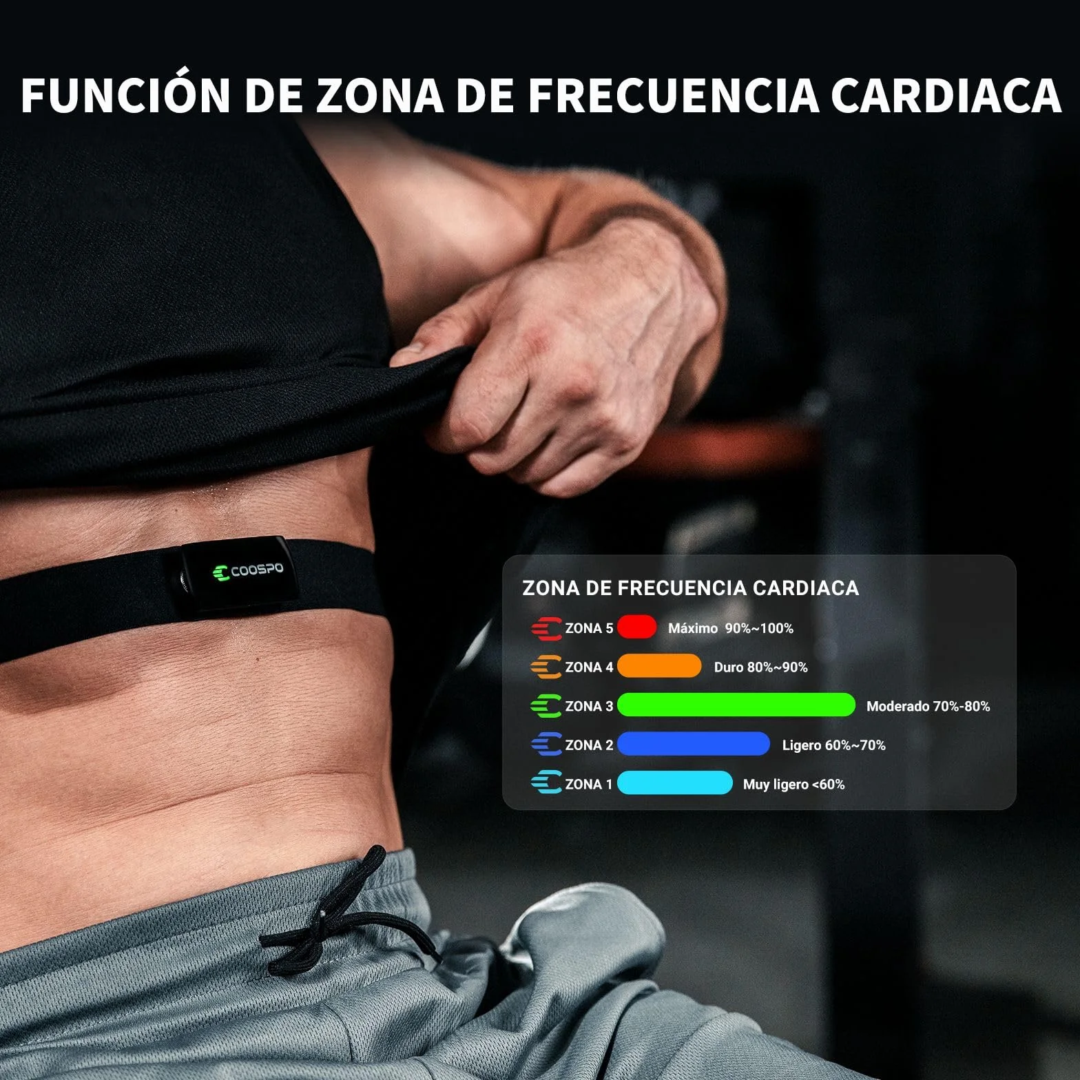 COOSPO H9Z Pulsometro Bluetooth 5.0 Ant+ Frecuencia Cardíaca HRM Fitness Tracker IP67 Impermeable Heart Rate Monitor