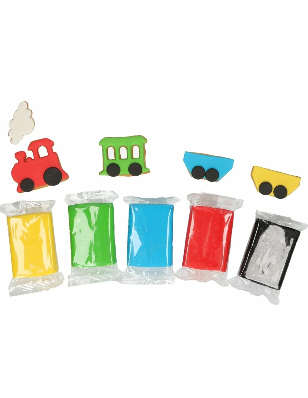 FunCakes Paquete múltiple para fondant Fácil de usar, liso, flexible, suave y maleable, perfecto para la decoración de tartas, halal, kosher y sin gluten. 5 colores esenciales, 100 g