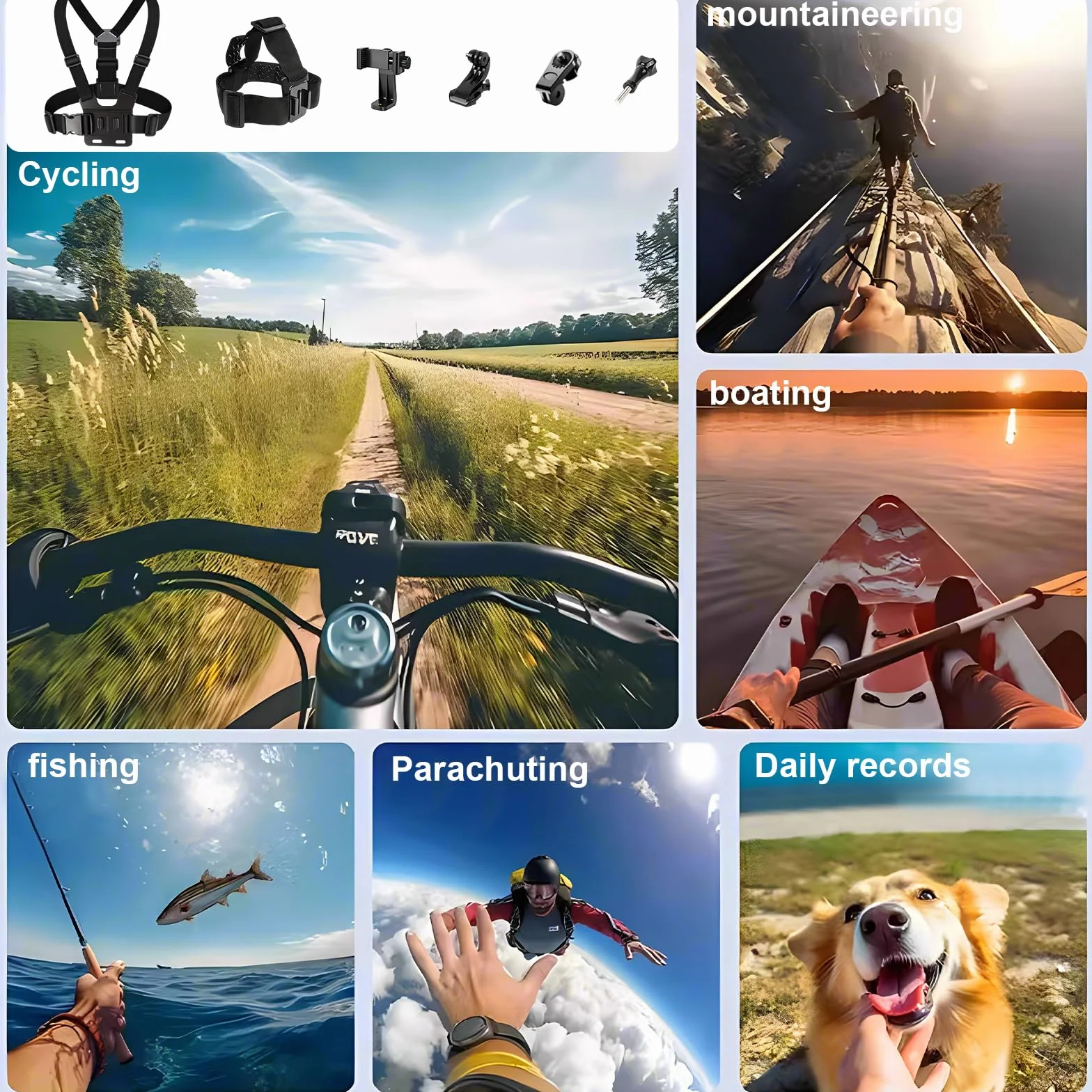 Soporte Móvil Pecho Cámara Arnés 3 en 1 Accesorios Deportivos para GoPro Hero DJI Osmo Smartphone