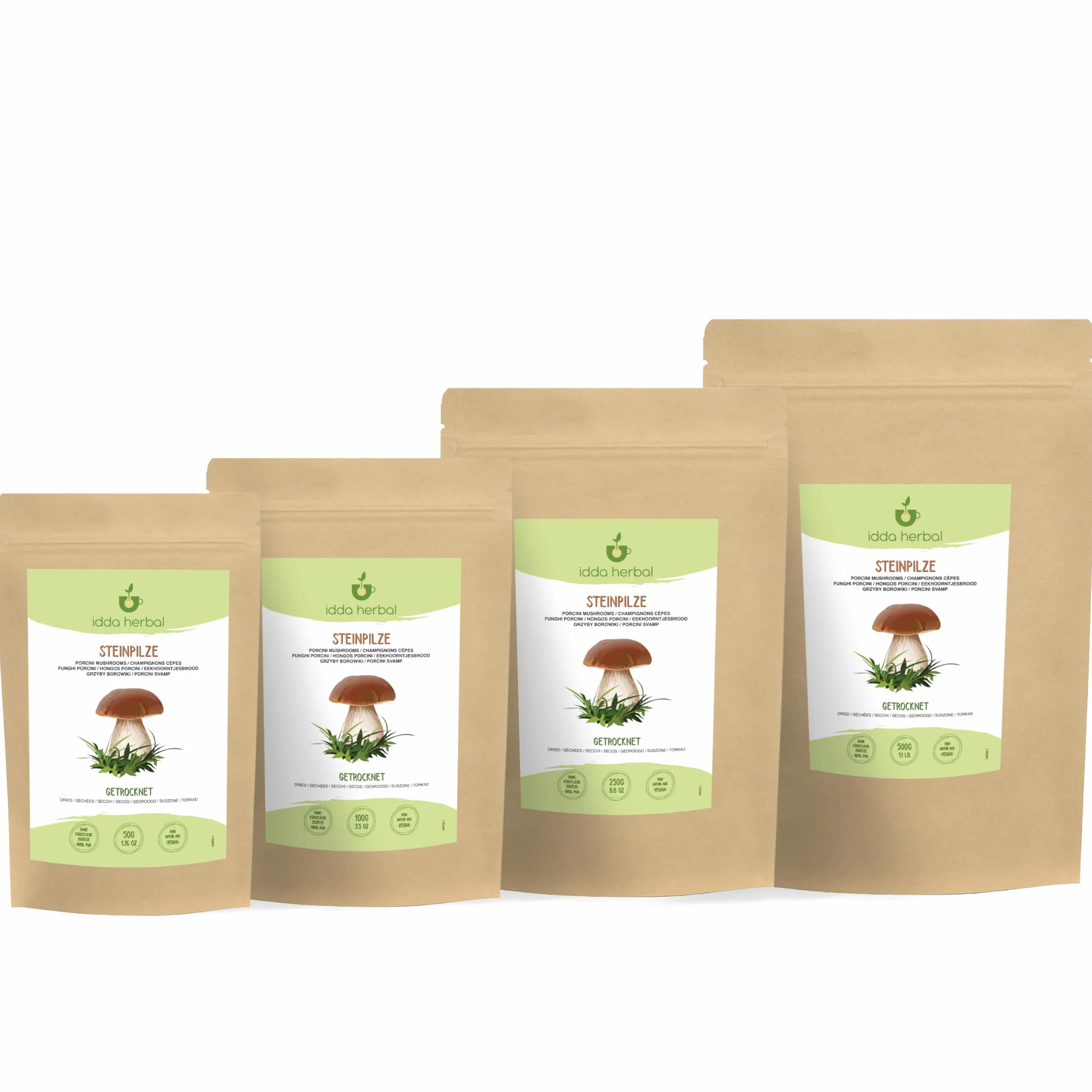 IDDA Herbal Hongos Porcini Secos 250g, Boletus Edilus, Setas Deshidratadas, Champiñones Secos