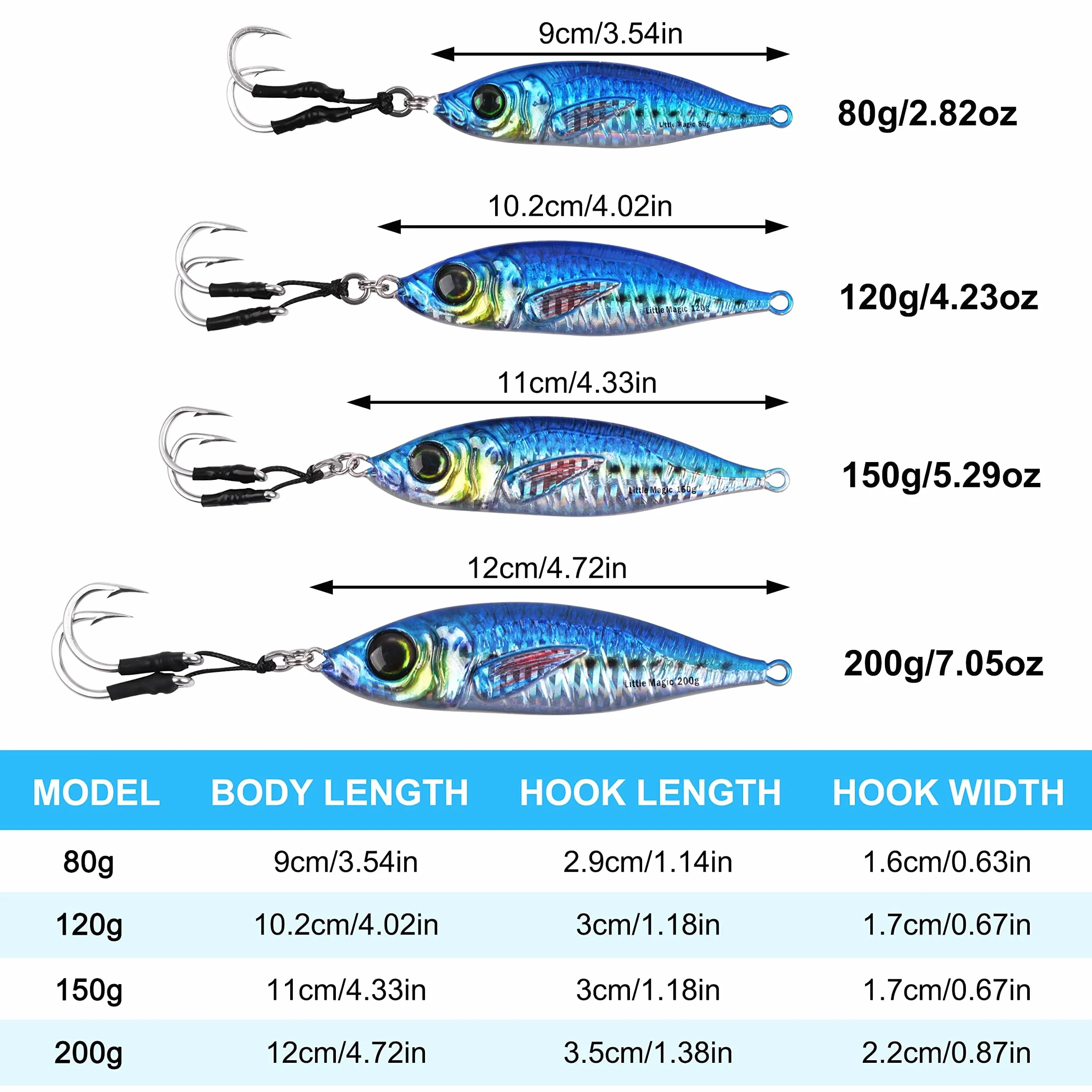 Slow Pitch Jigs Vertical Metal Jigs con Ganchos de Asistencia Mariposa Impresión 3D Océano Profundo Pesca para Atún Kingfish Bluefin