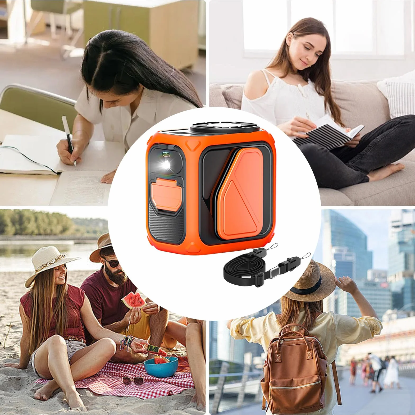 Ventilador de cintura portátil con clip, 12 horas de funcionamiento, linterna para camping