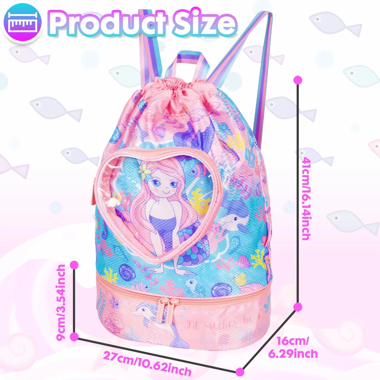 PinkSheep Bolsa de natación impermeable para niños con compartimento para zapatos