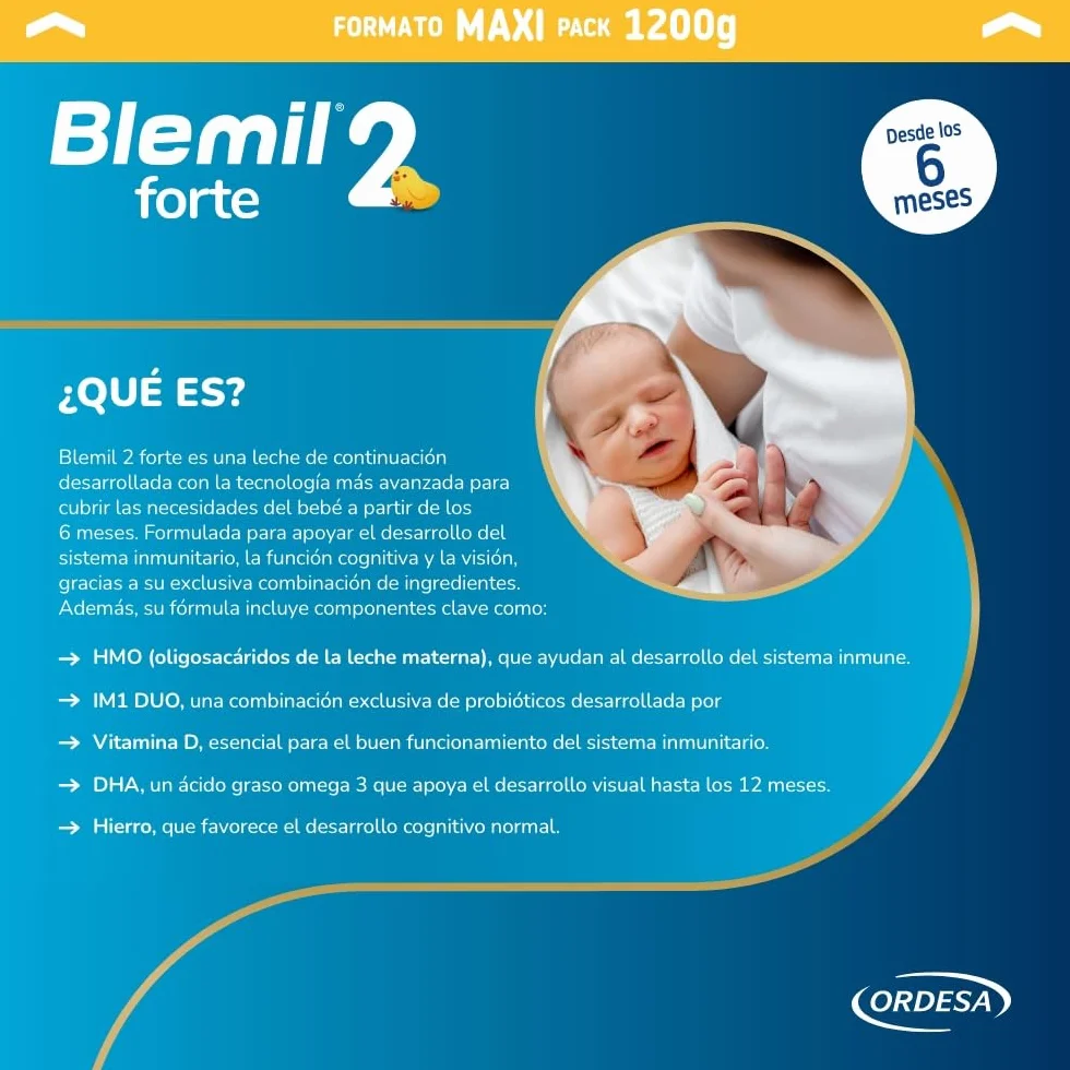 Blemil 2 Forte 1200g Leche de Continuación en polvo para Bebé Desde los 6 Meses