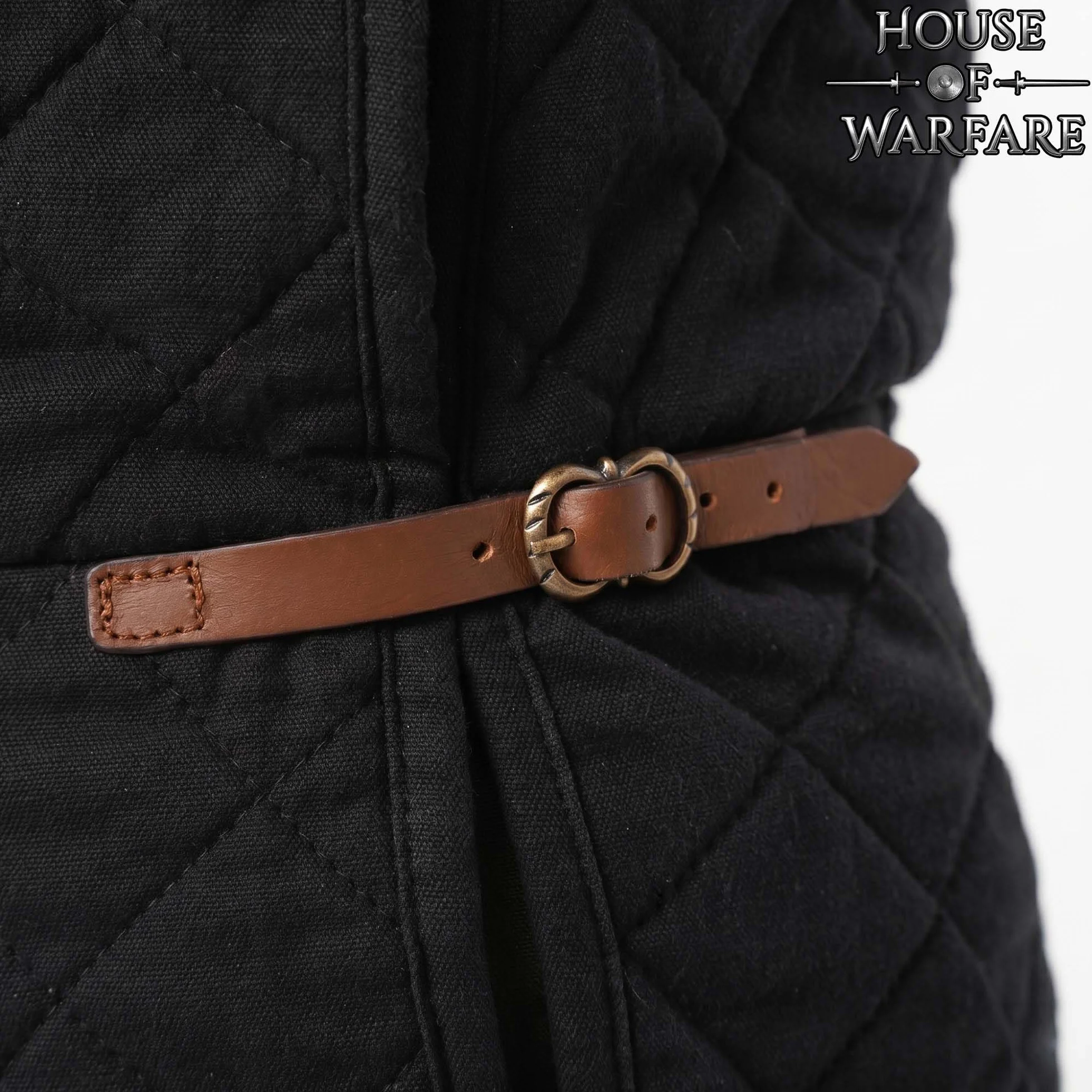 Medieval Gambeson acolchada manga completa dos capas LARP negro XXL