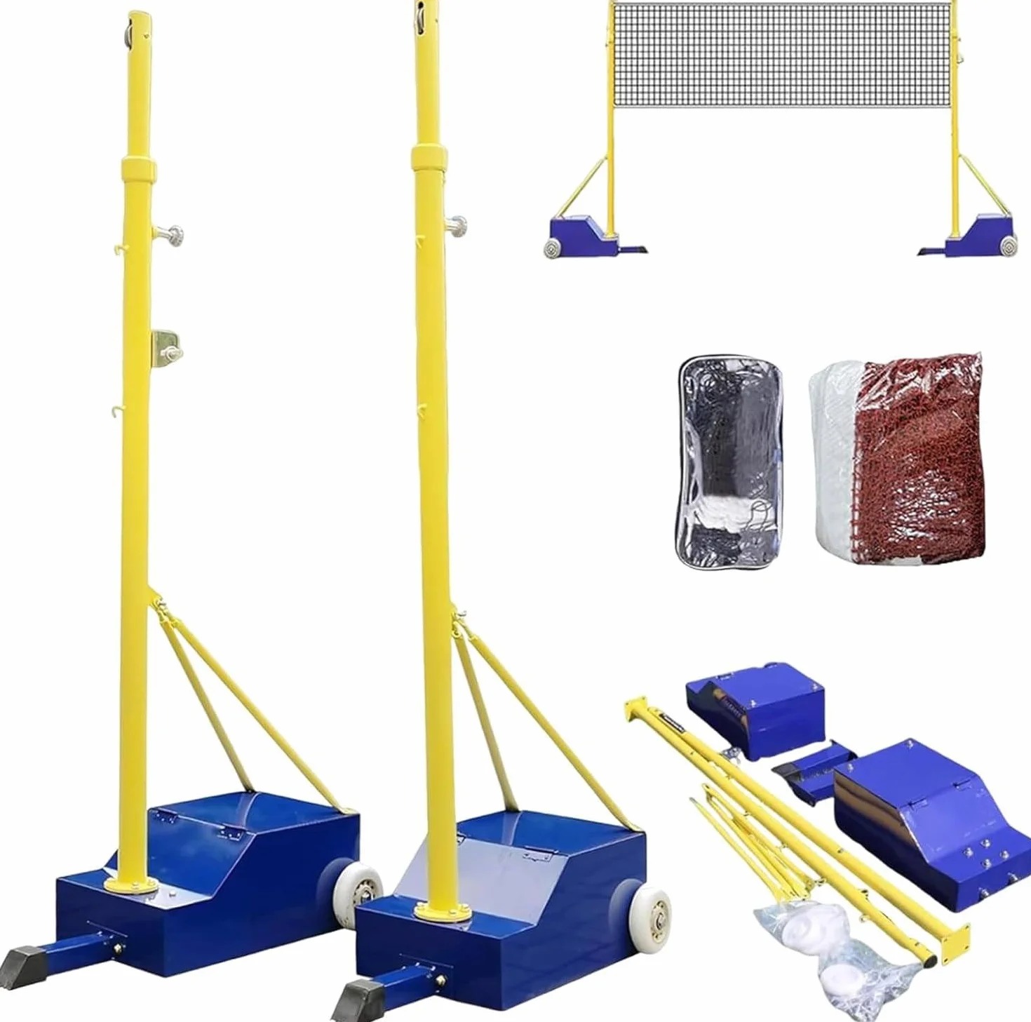 Postes de Red de Voleibol Ajustables 1,55-2,1 M para Patio con Red de Voleibol y Bádminton