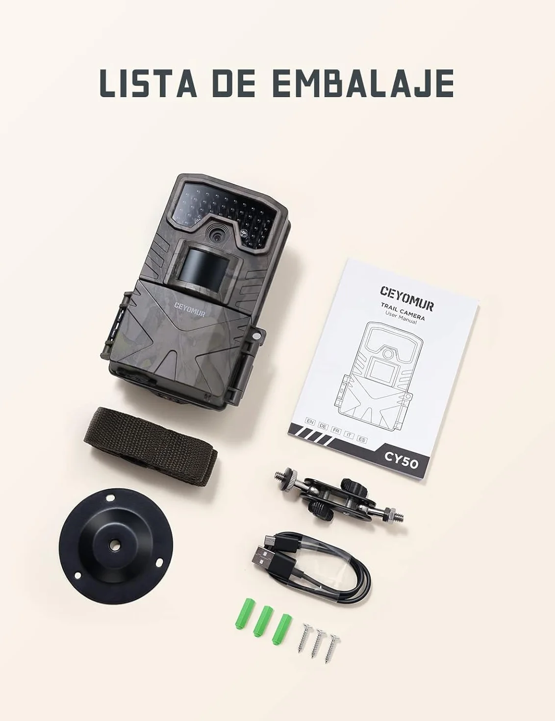 CEYOMUR Cámara de Caza 4K 30fps 48MP Visión Nocturna IP66