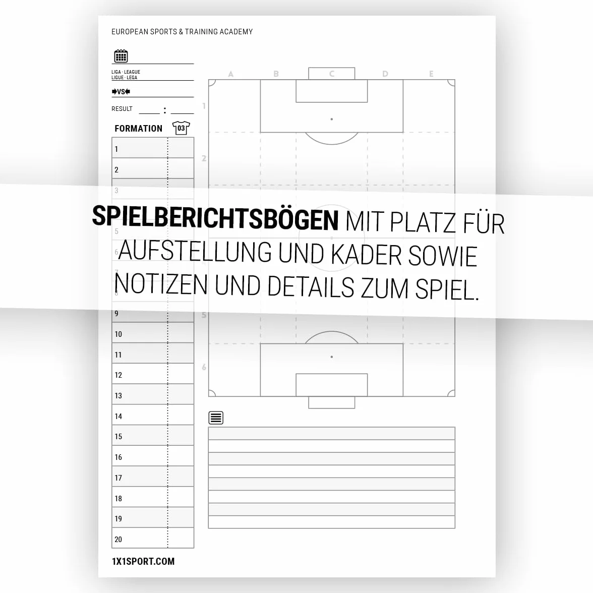Plantillas de Juego Para Entrenadores de Fútbol, Planos del Campo, Tamaño Din A5